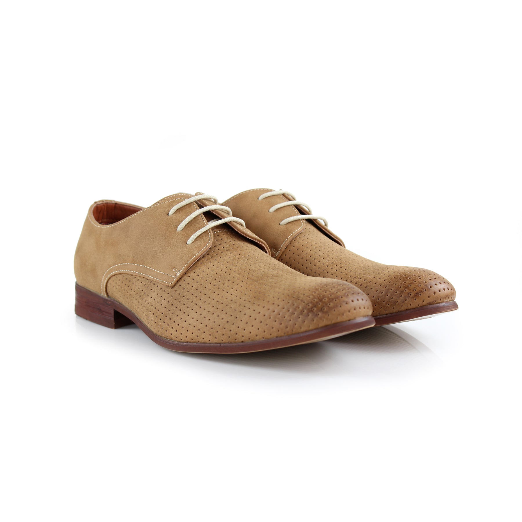 Burnished Perforated Derby Shoes | Isaiah by Ferro Aldo | Conal Footwear | Paired Angle View