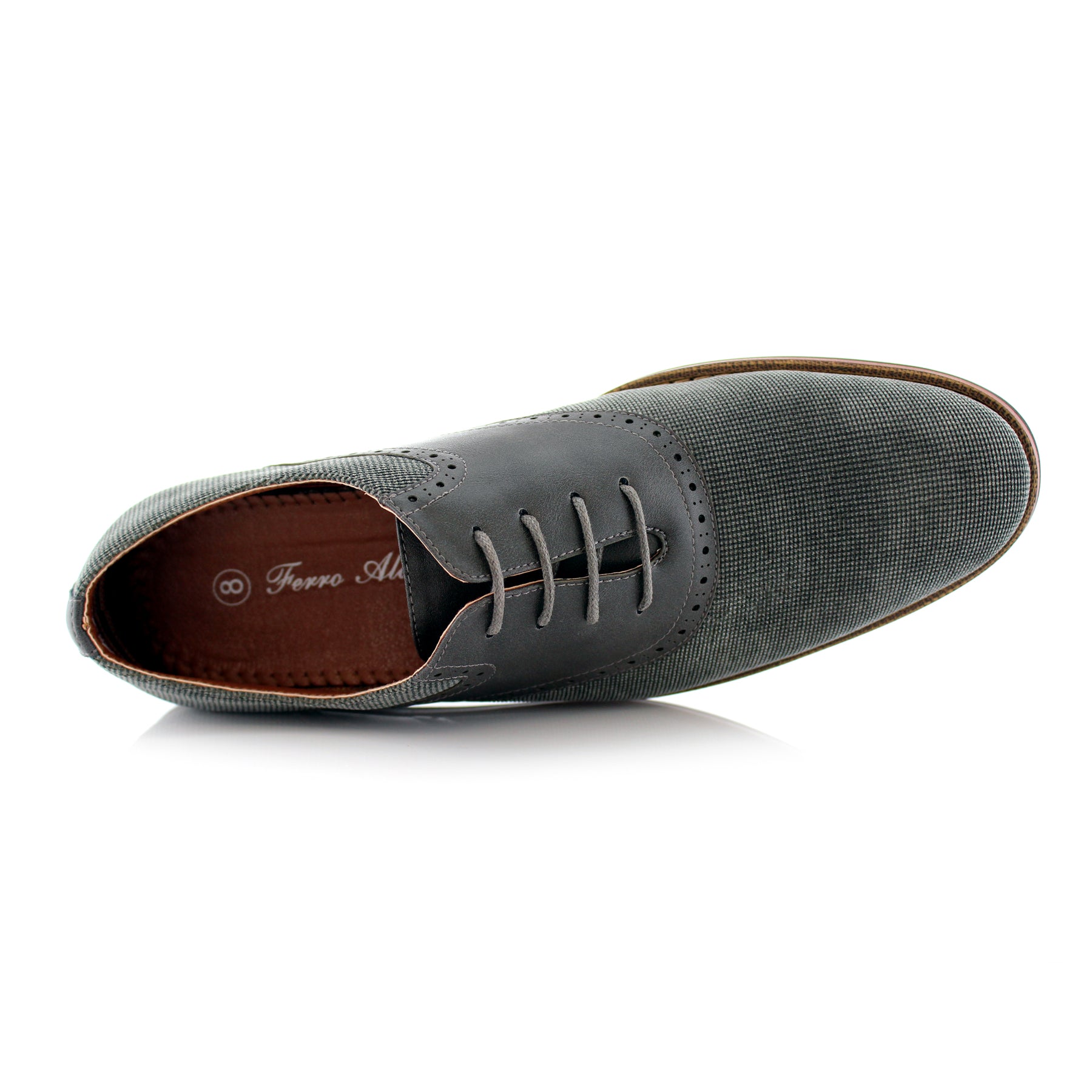 Duo-Textured Velvet Oxfords | Baxter by Ferro Aldo | Conal Footwear | Top-Down Angle View