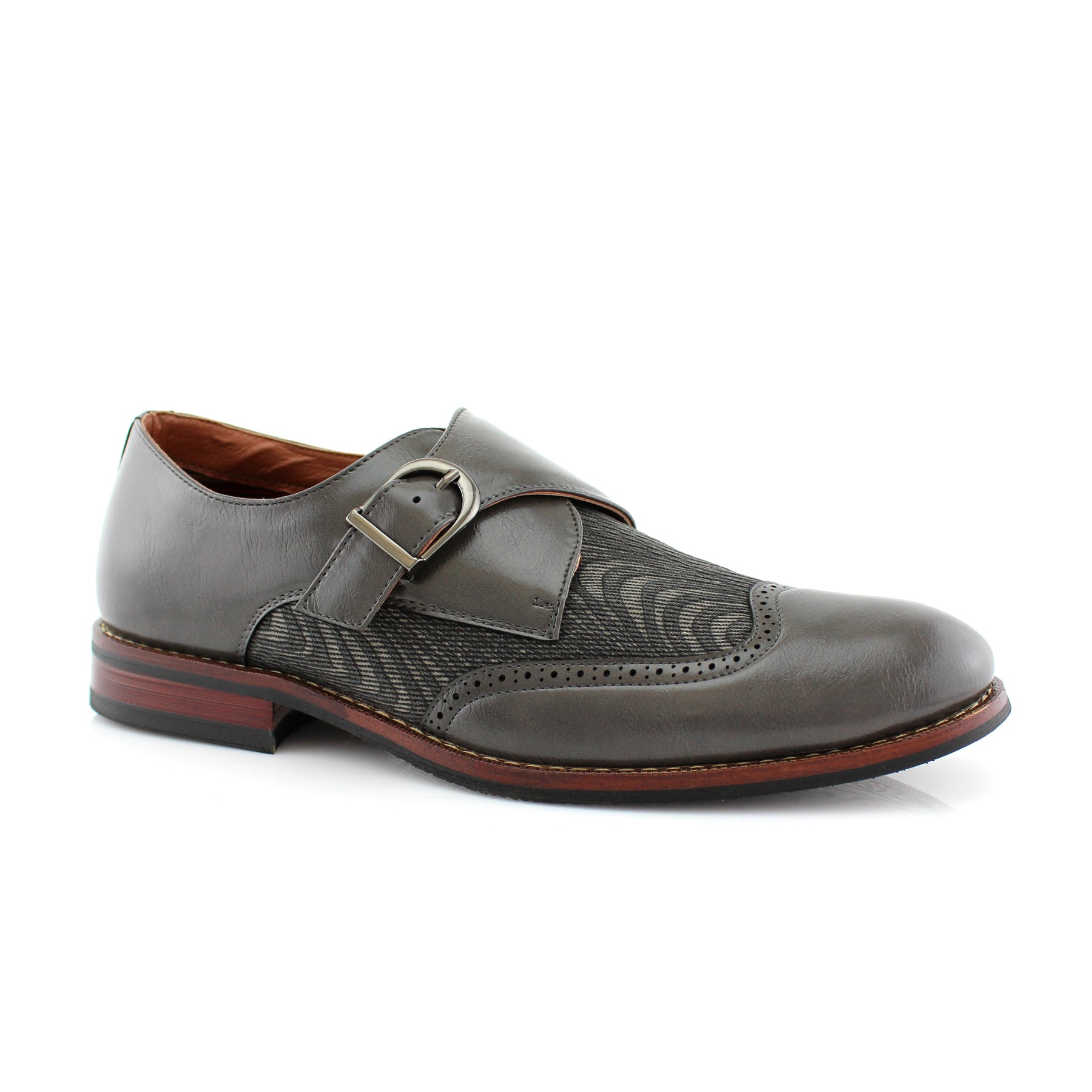 Duo-Textured Single Monk Strap Wingtip Oxfords | Alfred by Ferro Aldo | Conal Footwear | Main Angle View
