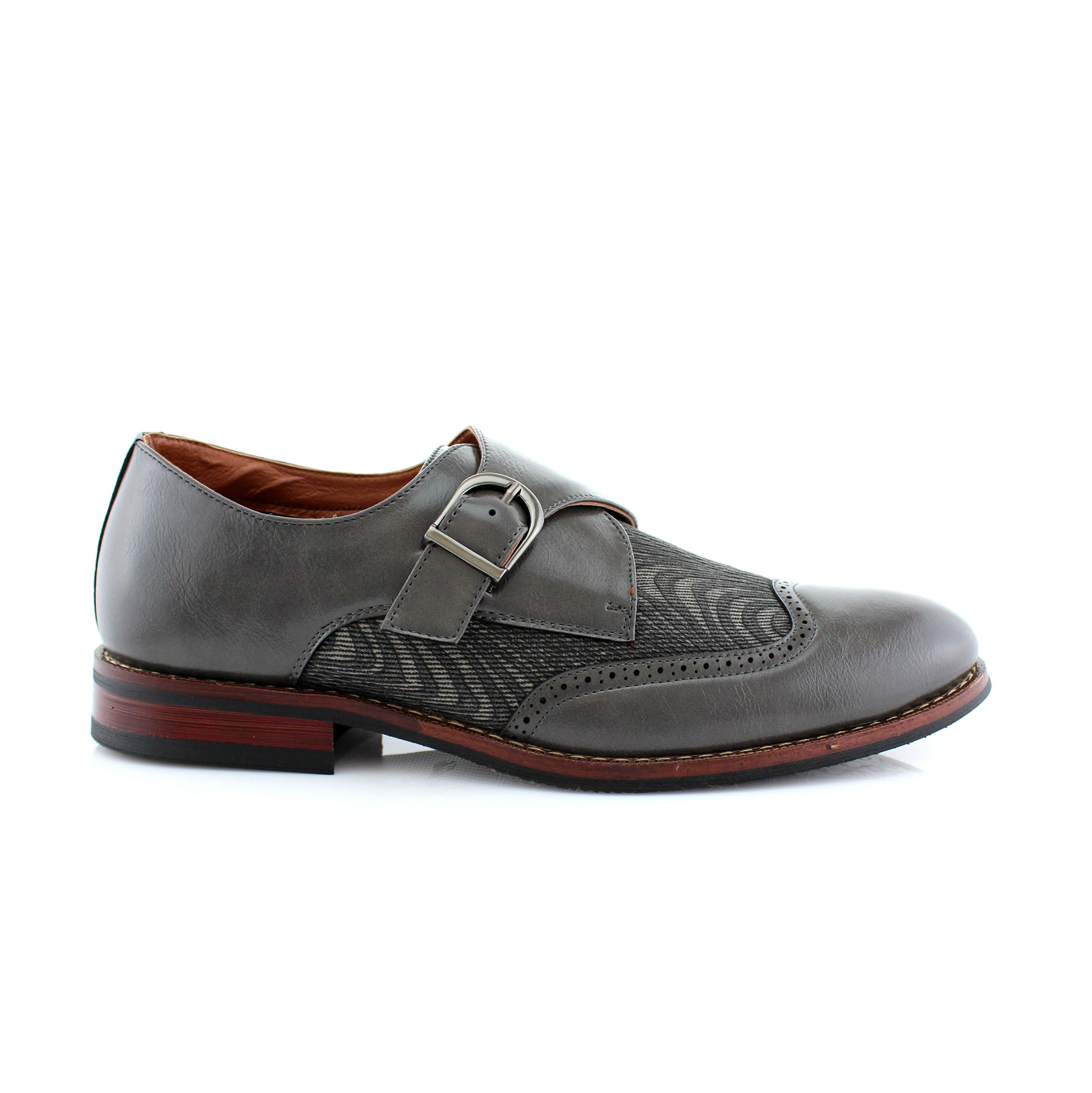Duo-Textured Single Monk Strap Wingtip Oxfords | Alfred by Ferro Aldo | Conal Footwear | Outer Side Angle View