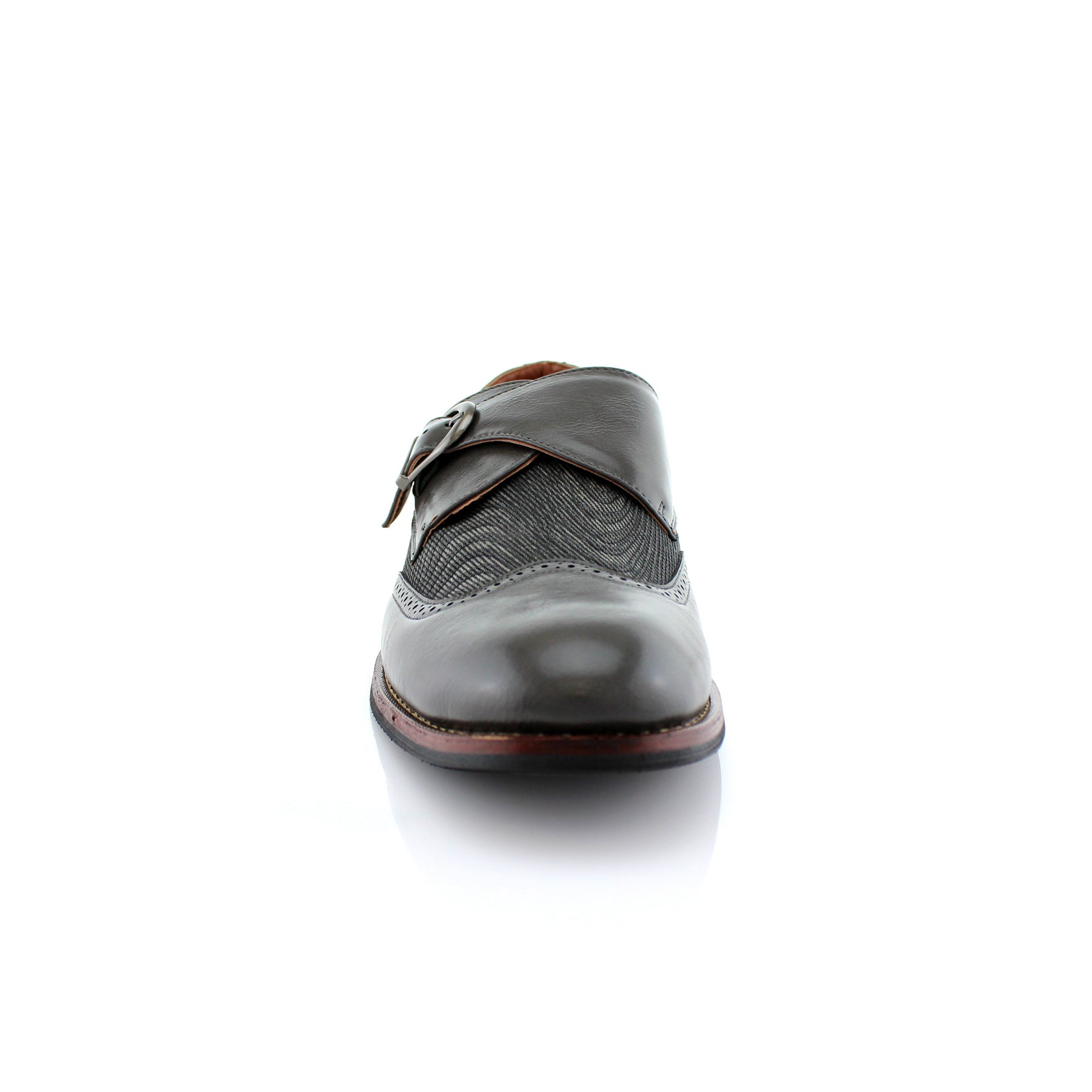 Duo-Textured Single Monk Strap Wingtip Oxfords | Alfred by Ferro Aldo | Conal Footwear | Front Angle View