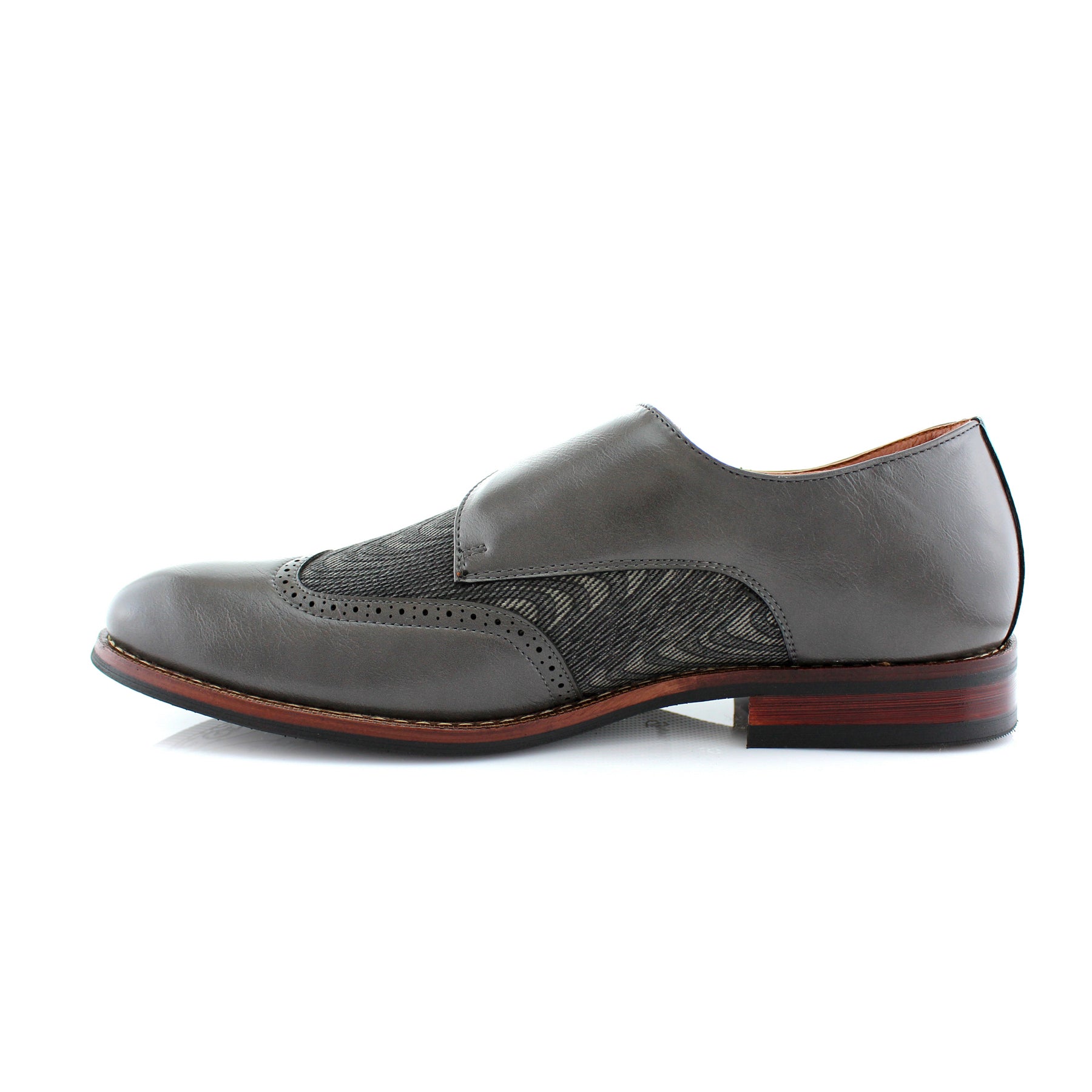 Duo-Textured Single Monk Strap Wingtip Oxfords | Alfred by Ferro Aldo | Conal Footwear | Inner Side Angle View