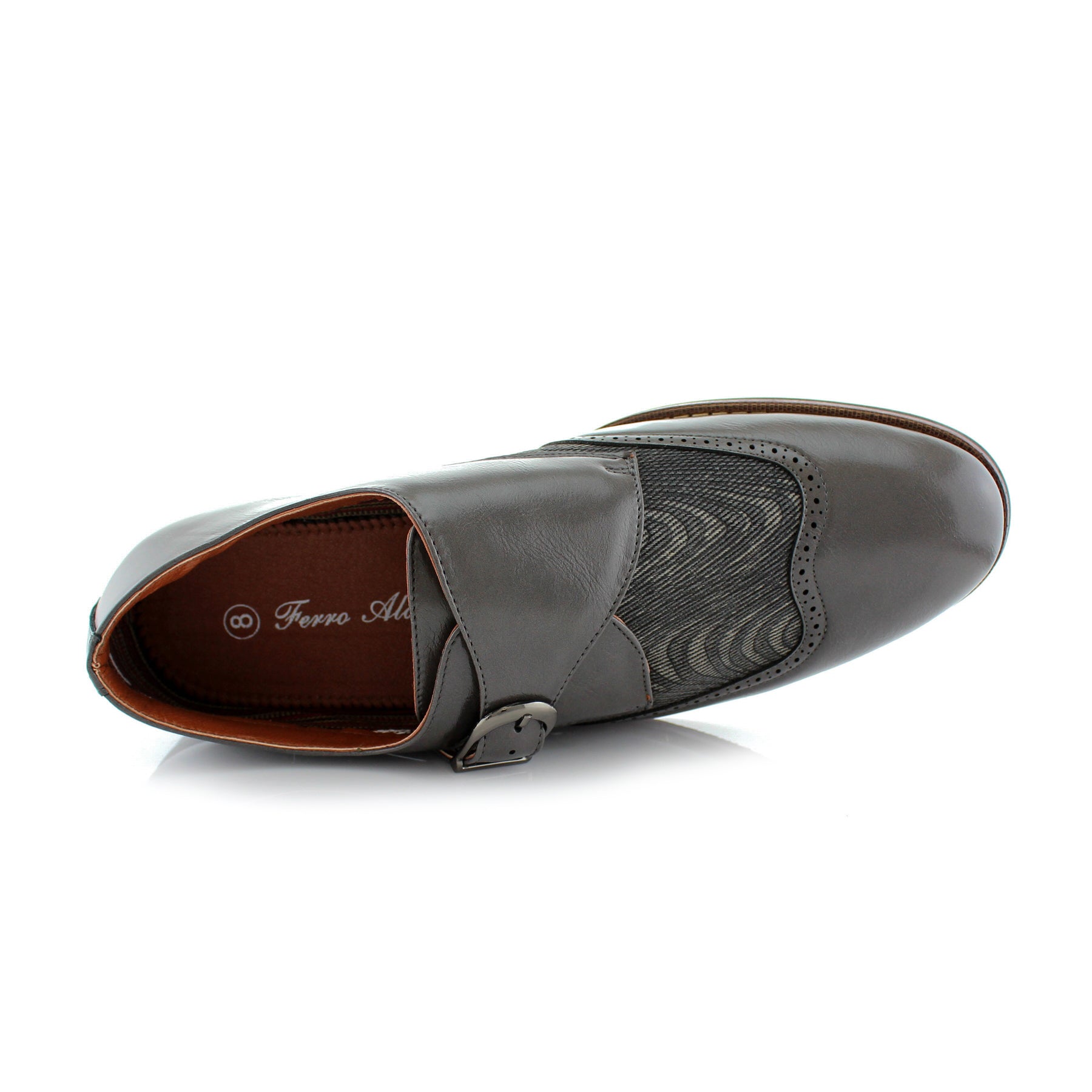 Duo-Textured Single Monk Strap Wingtip Oxfords | Alfred by Ferro Aldo | Conal Footwear | Top-Down Angle View