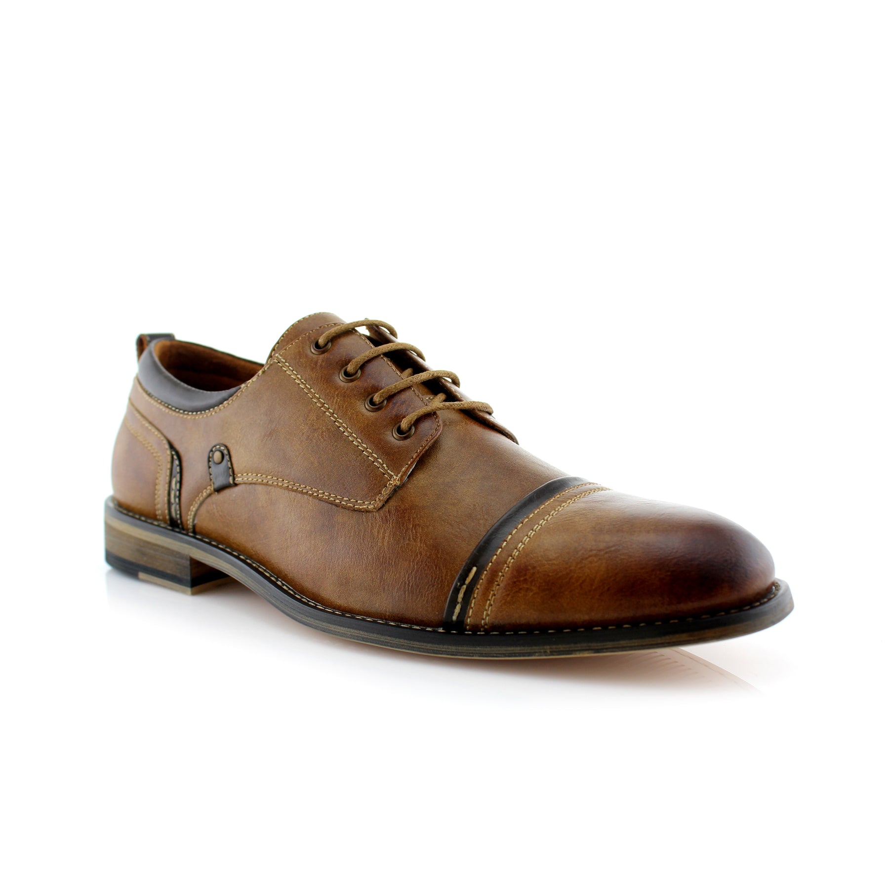 Burnished Cap-Toe Derby Shoes | Shane by Ferro Aldo | Conal Footwear | Main Angle View