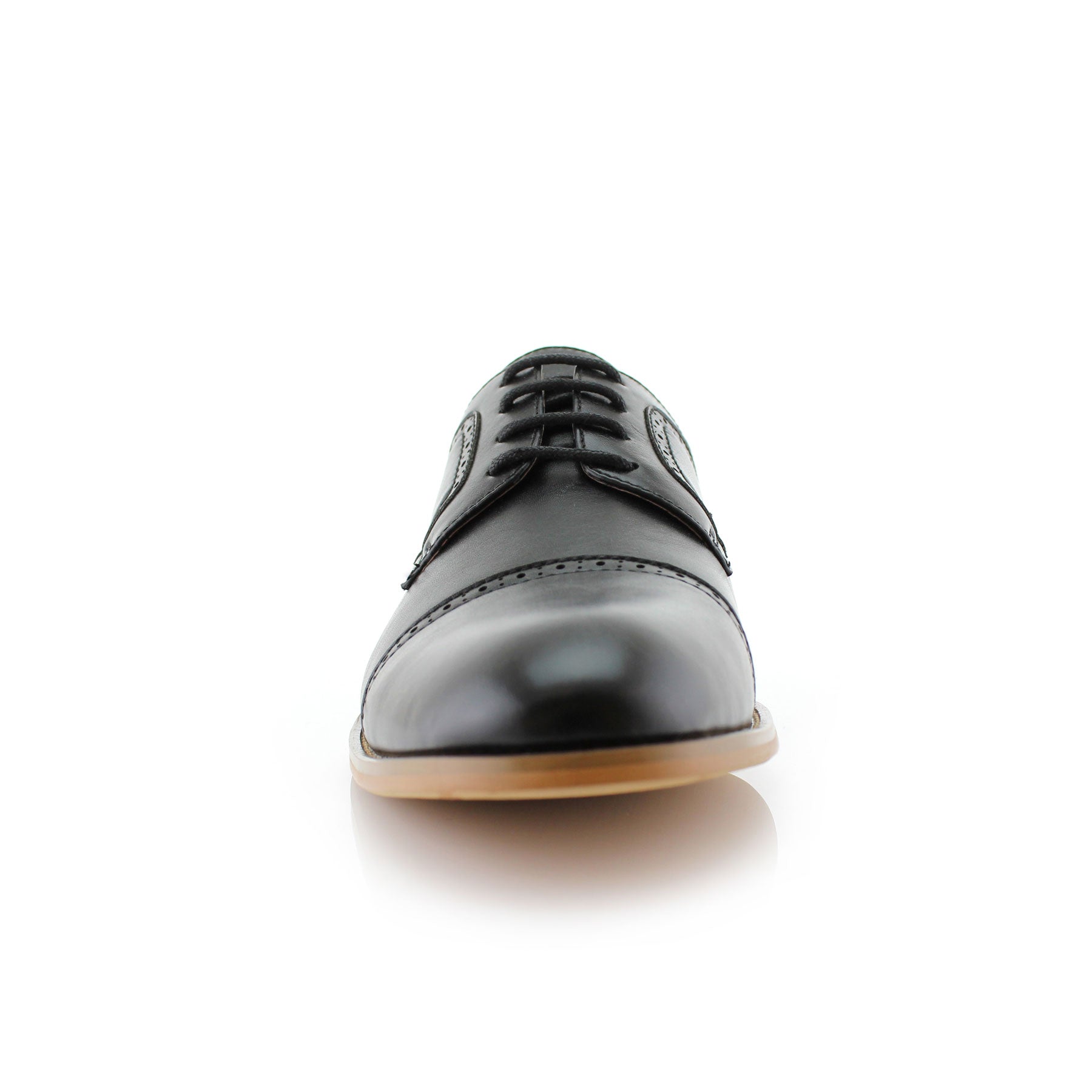 Brogue Burnished Derby Shoes | Jared by Ferro Aldo | Conal Footwear | Front Angle View