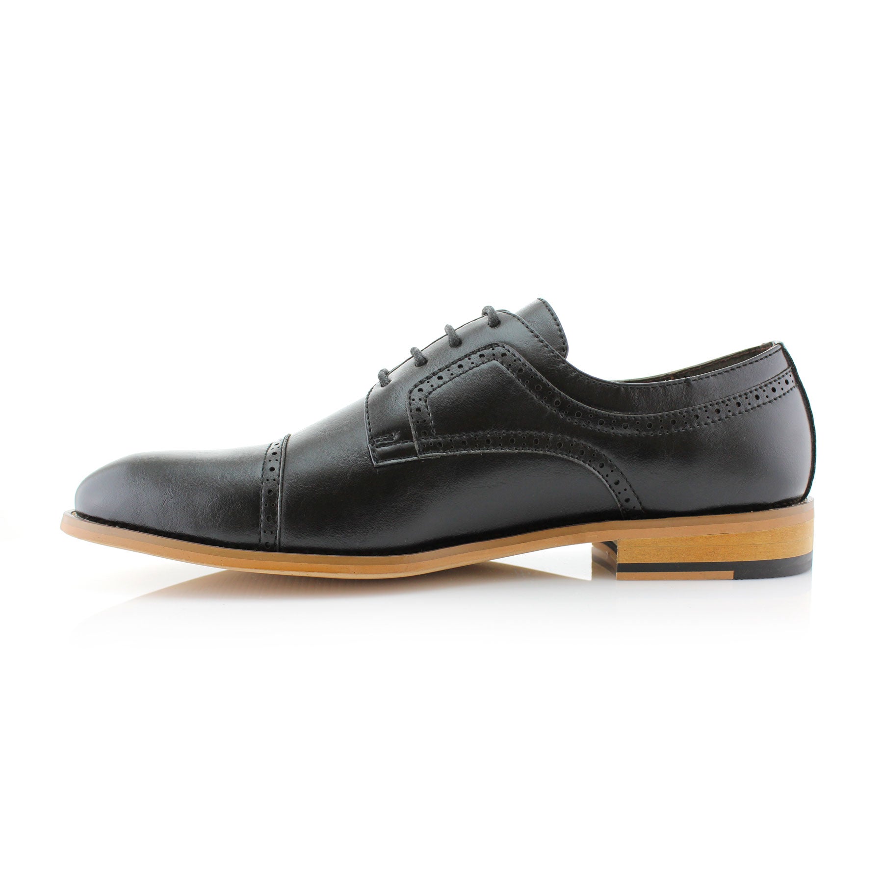 Brogue Burnished Derby Shoes | Jared by Ferro Aldo | Conal Footwear | Inner Side Angle View