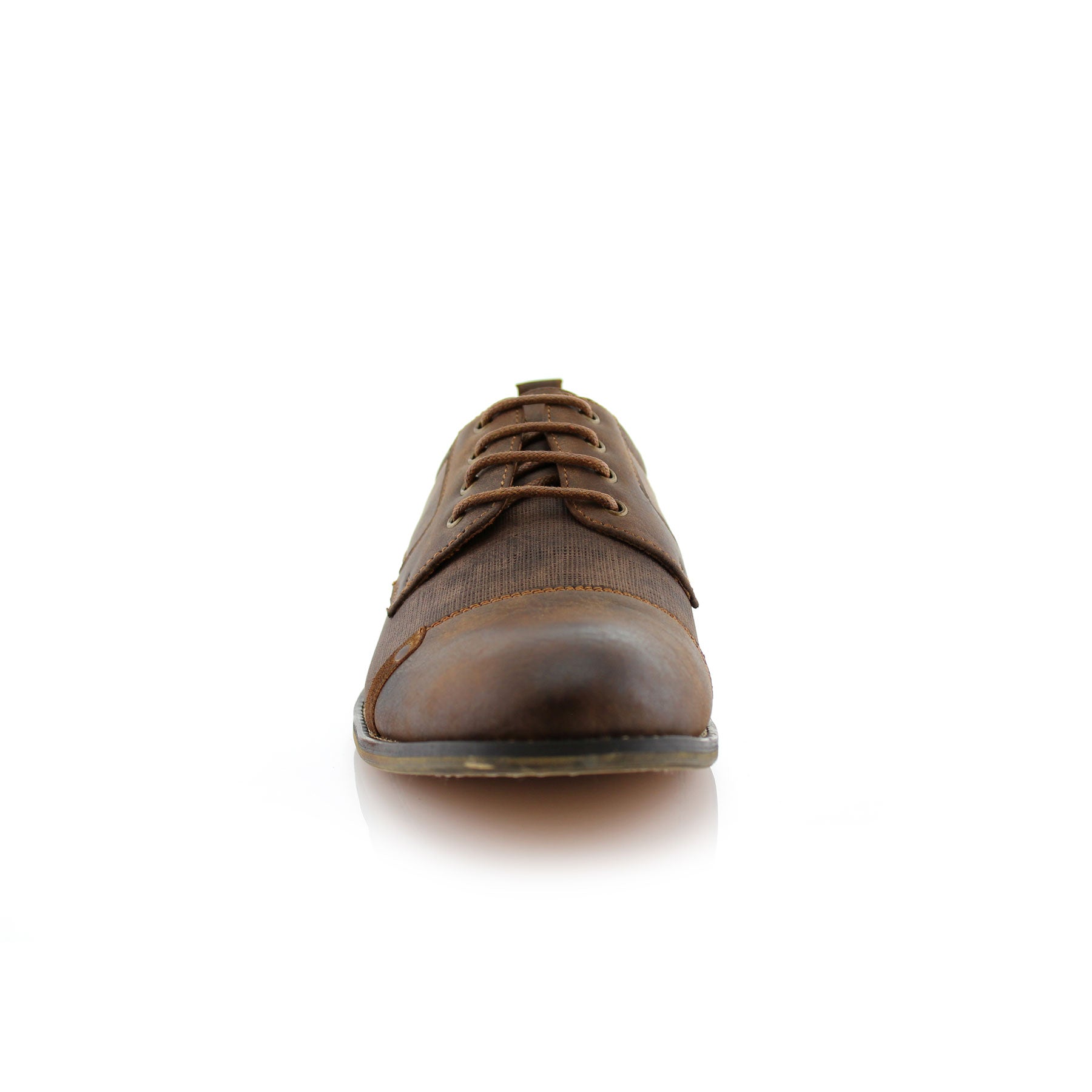 Embossed Burnished Derby Shoes | Trevor by Ferro Aldo | Conal Footwear | Front Angle View