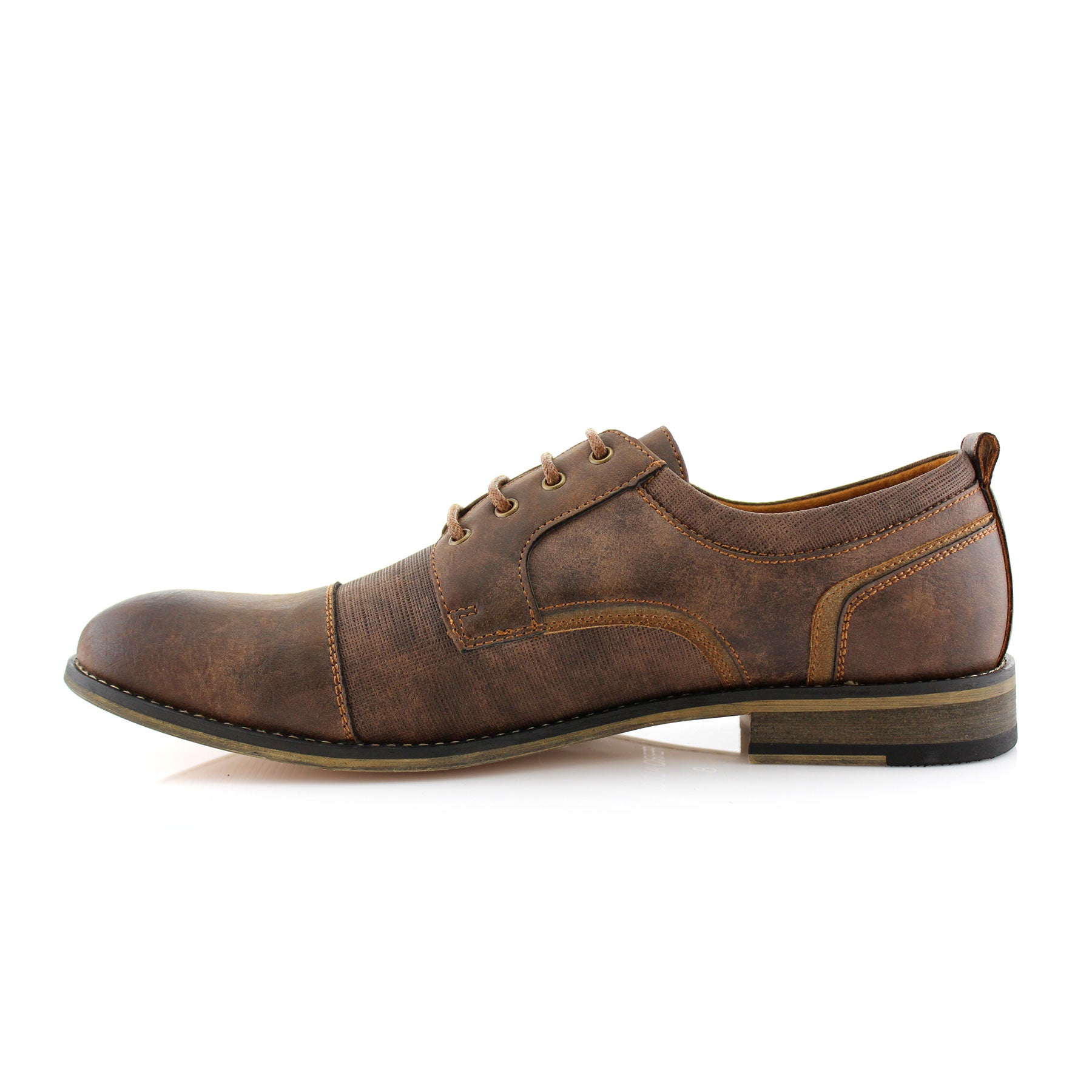 Embossed Burnished Derby Shoes | Trevor by Ferro Aldo | Conal Footwear | Inner Side Angle View