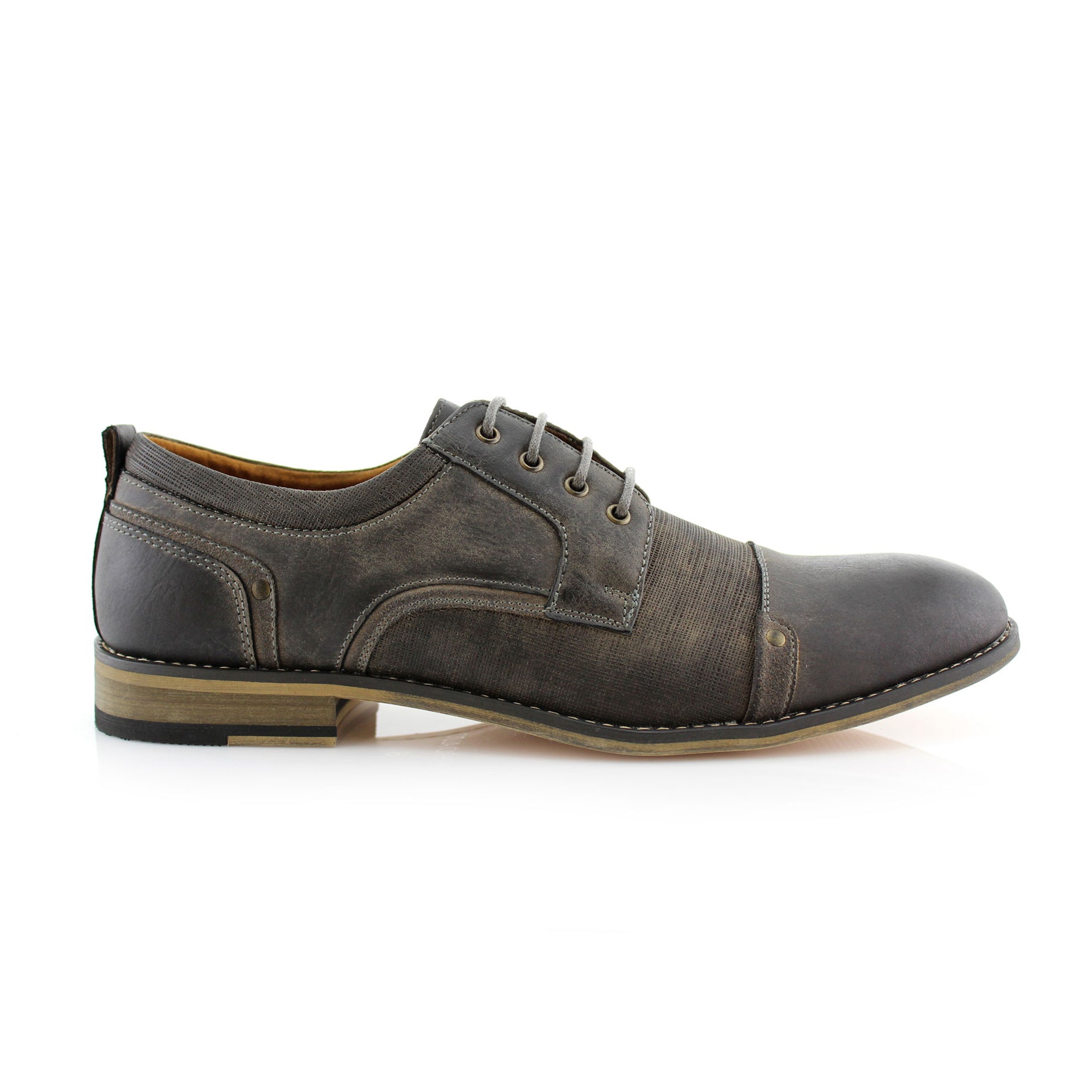 Embossed Burnished Derby Shoes | Trevor by Ferro Aldo | Conal Footwear | Outer Side Angle View