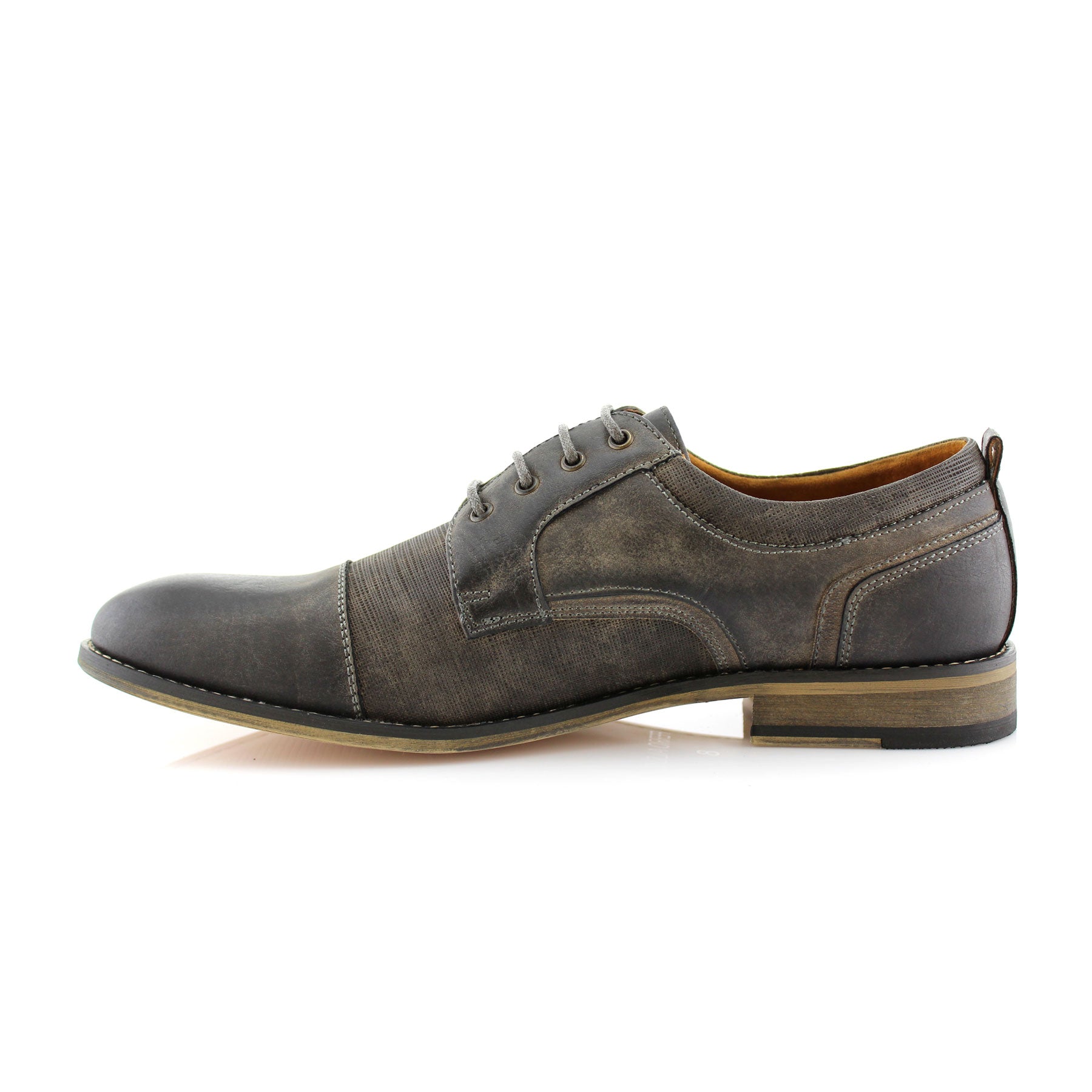 Embossed Burnished Derby Shoes | Trevor by Ferro Aldo | Conal Footwear | Inner Side Angle View