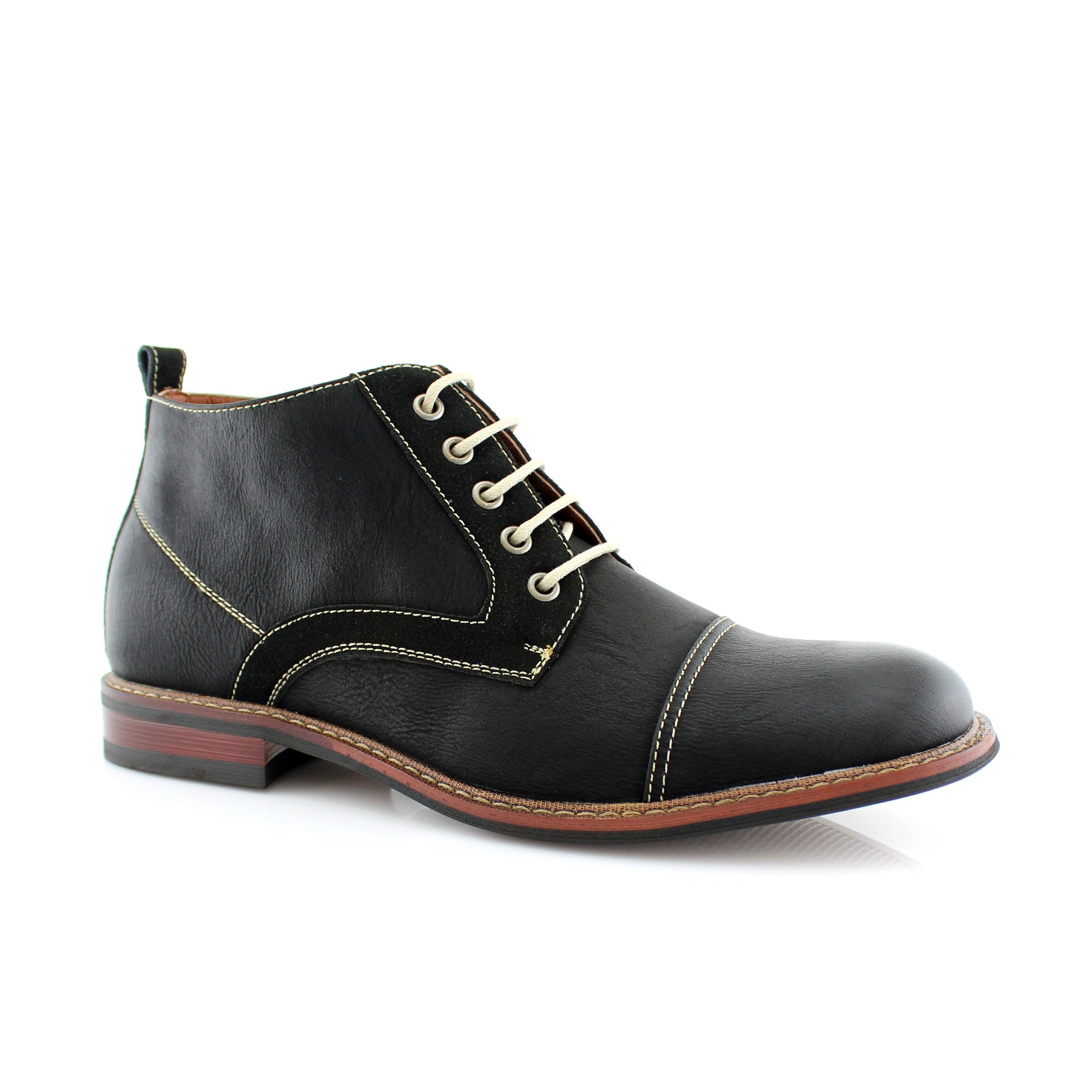 Duo-Textured Ankle Derby Boots | Eli by Ferro Aldo | Conal Footwear | Main Angle View