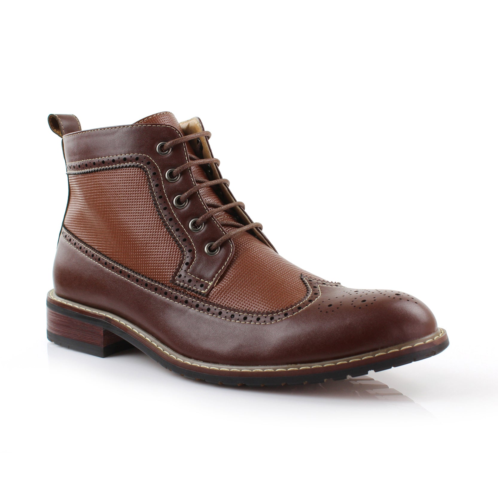 Two-Toned Brogue Wingtip Boots | Michael by Ferro Aldo | Conal Footwear | Main Angle View