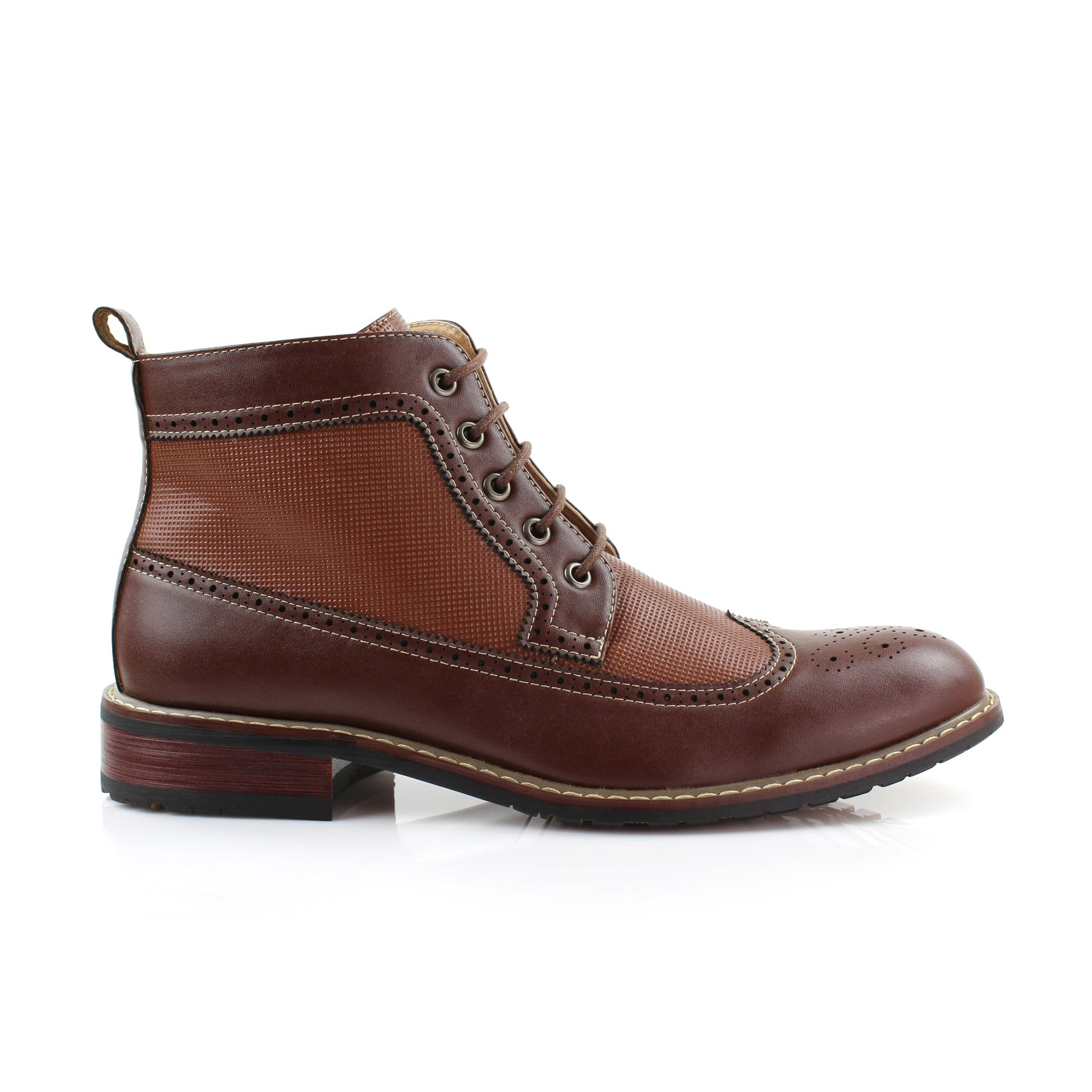 Two-Toned Brogue Wingtip Boots | Michael by Ferro Aldo | Conal Footwear | Outer Side Angle View