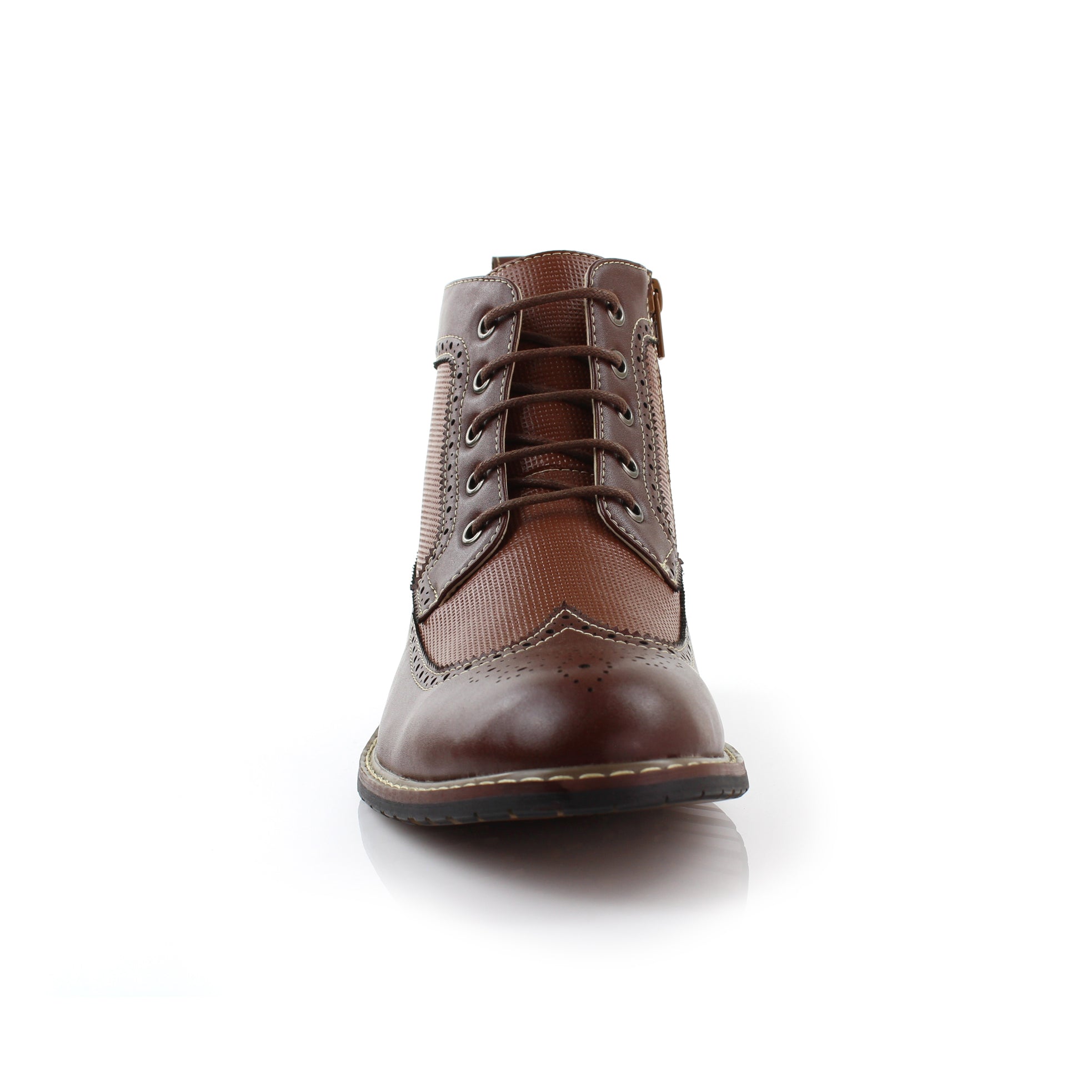 Two-Toned Brogue Wingtip Boots | Michael by Ferro Aldo | Conal Footwear | Front Angle View