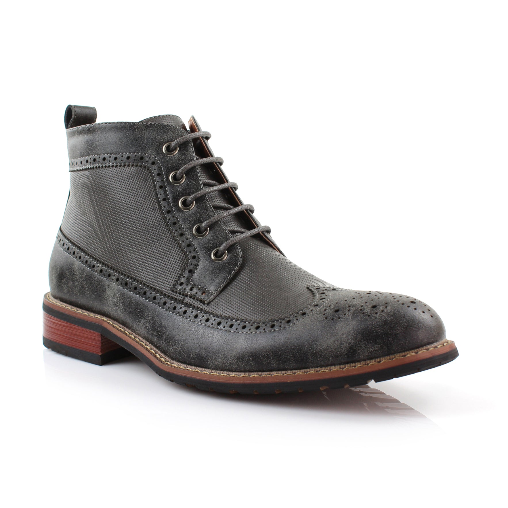 Burnished Brogue Wingtip Boots | Michael by Ferro Aldo | Conal Footwear | Main Angle View