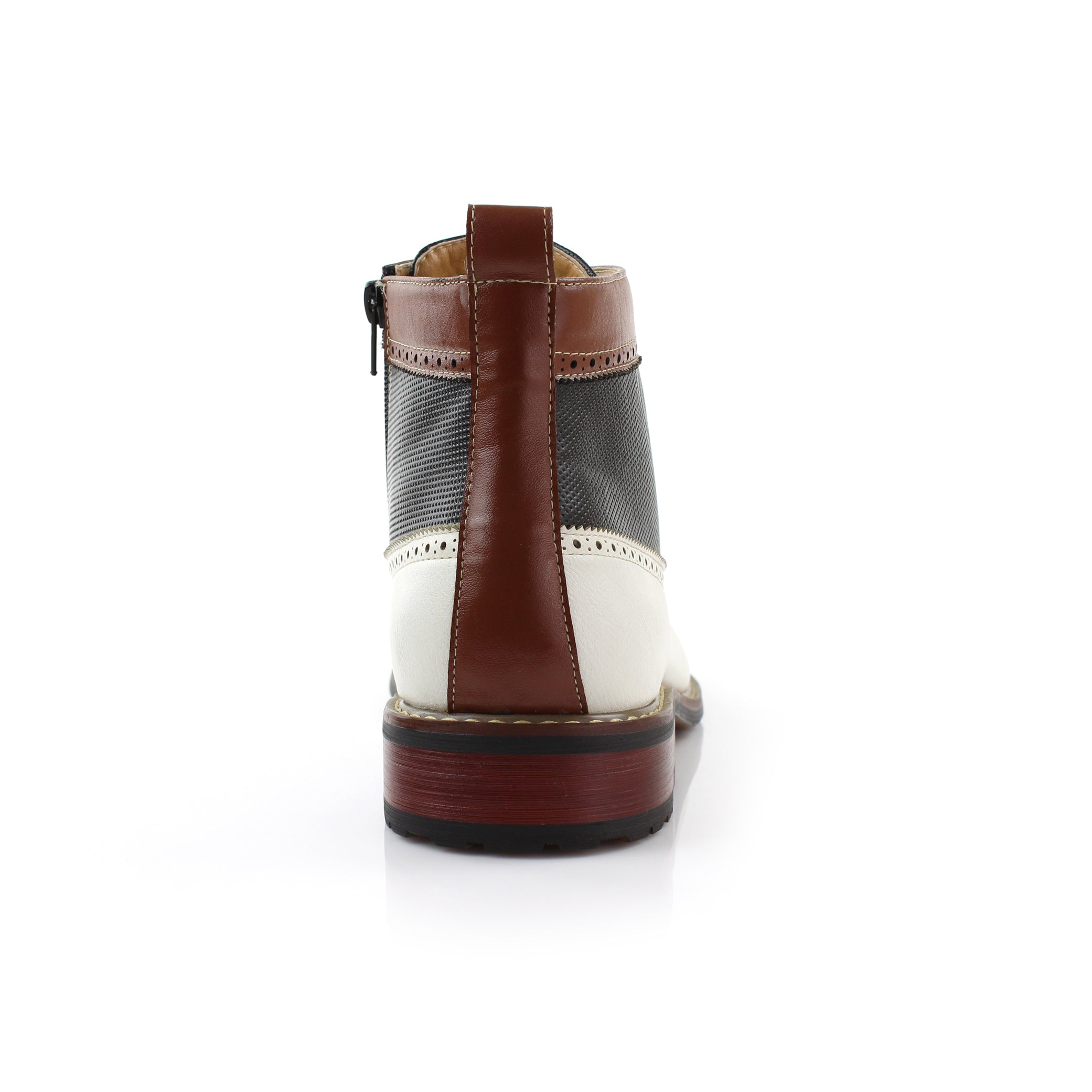 Two-Toned Brogue Wingtip Boots | Michael by Ferro Aldo | Conal Footwear | Back Angle View