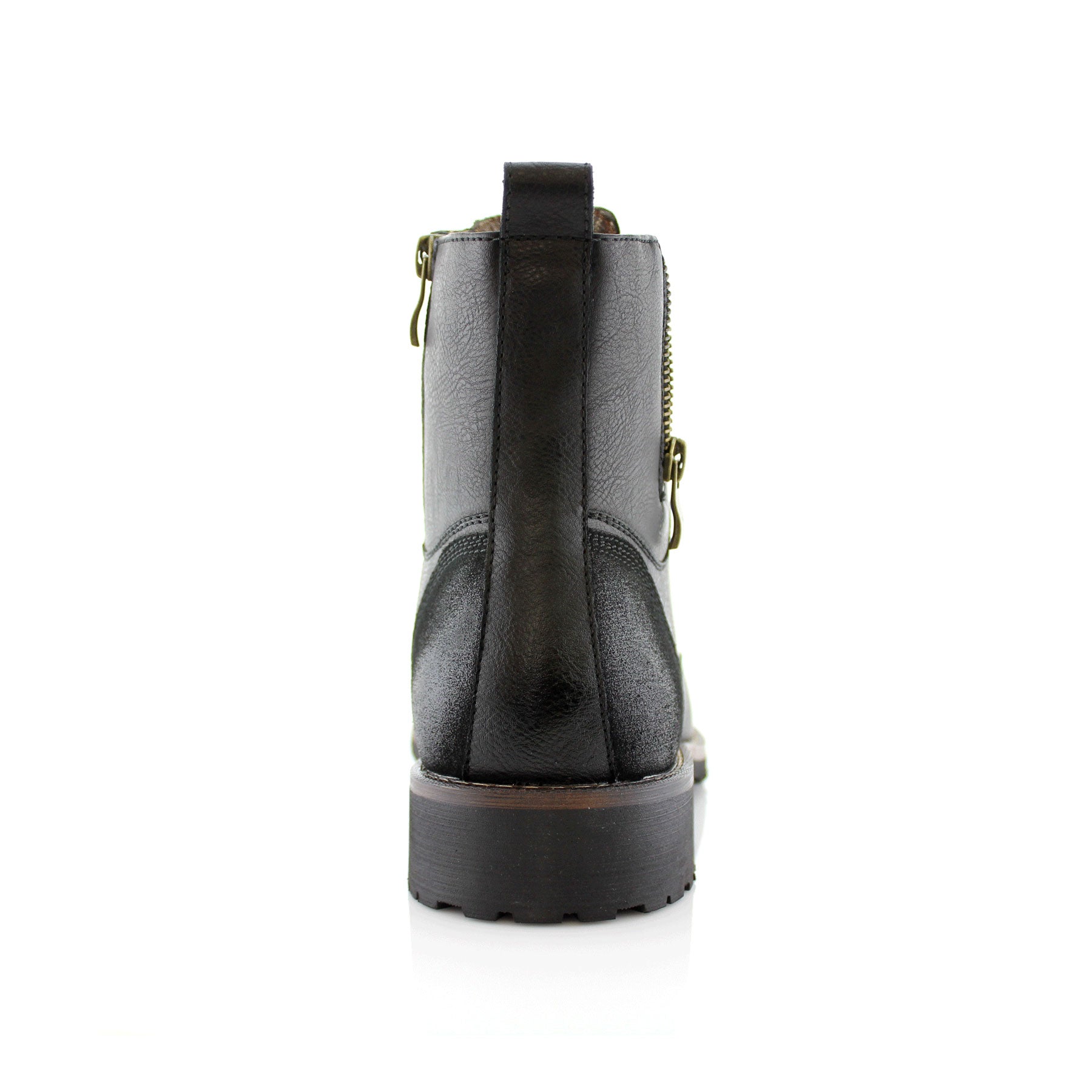 Duo-Textured Cap-Toe Boots | Reid by Ferro Aldo | Conal Footwear | Back Angle View