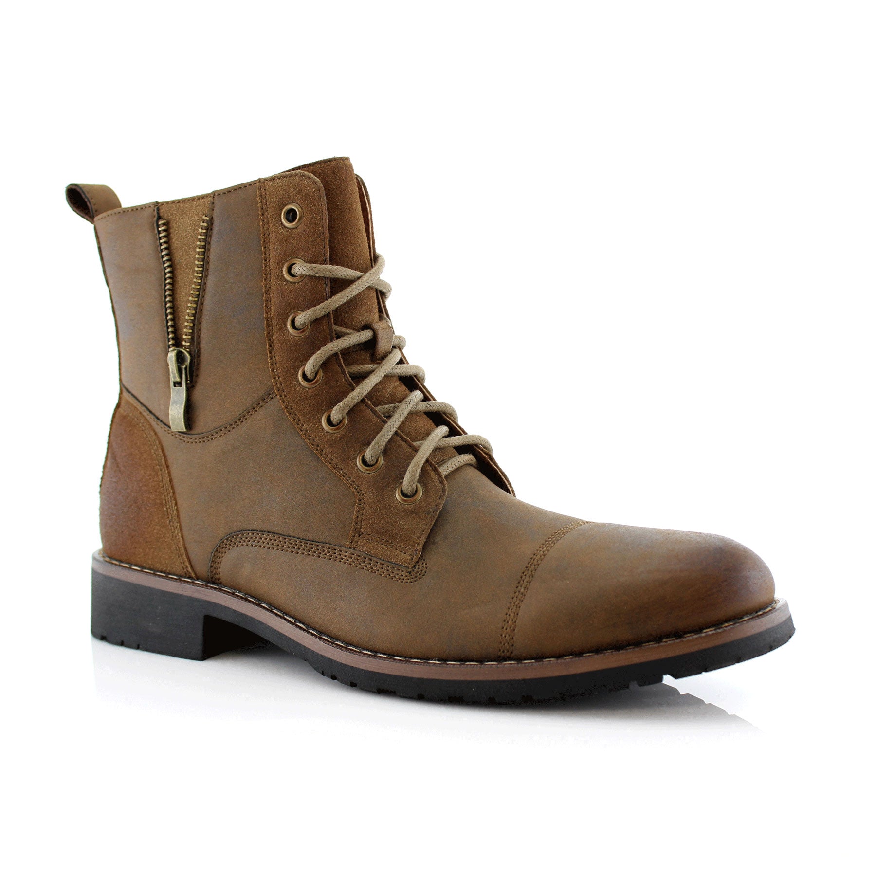Duo-Textured Cap-Toe Boots | Reid by Ferro Aldo | Conal Footwear | Main Angle View