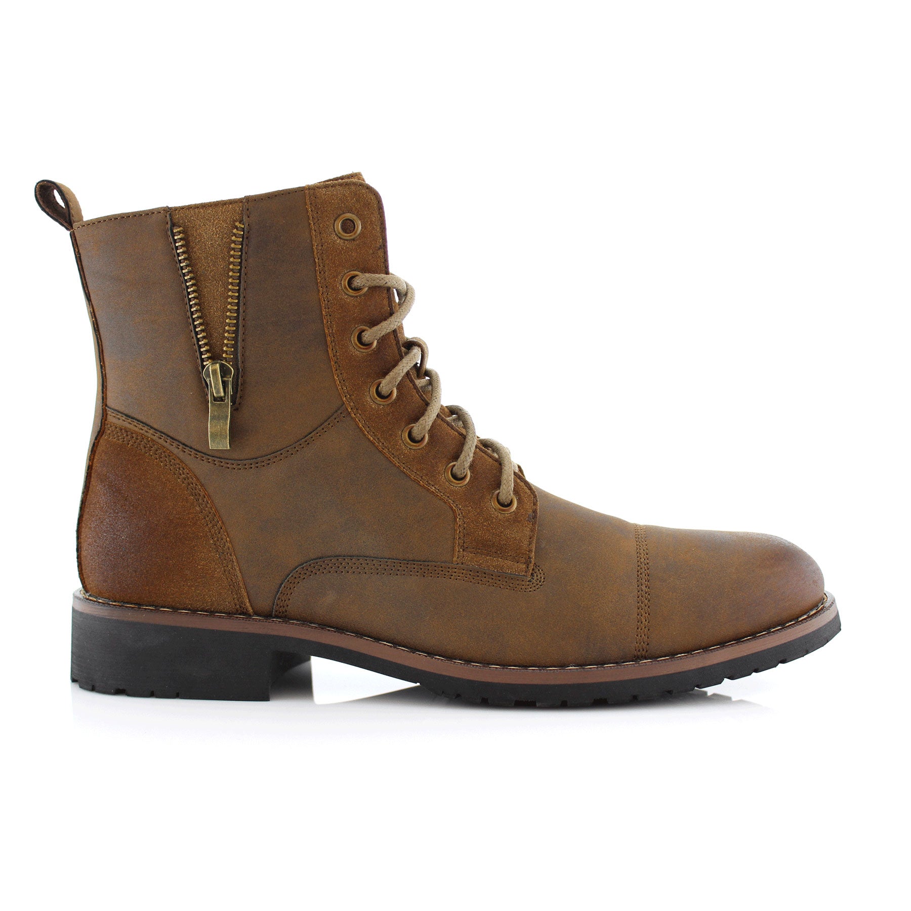 Duo-Textured Cap-Toe Boots | Reid by Ferro Aldo | Conal Footwear | Outer Side Angle View