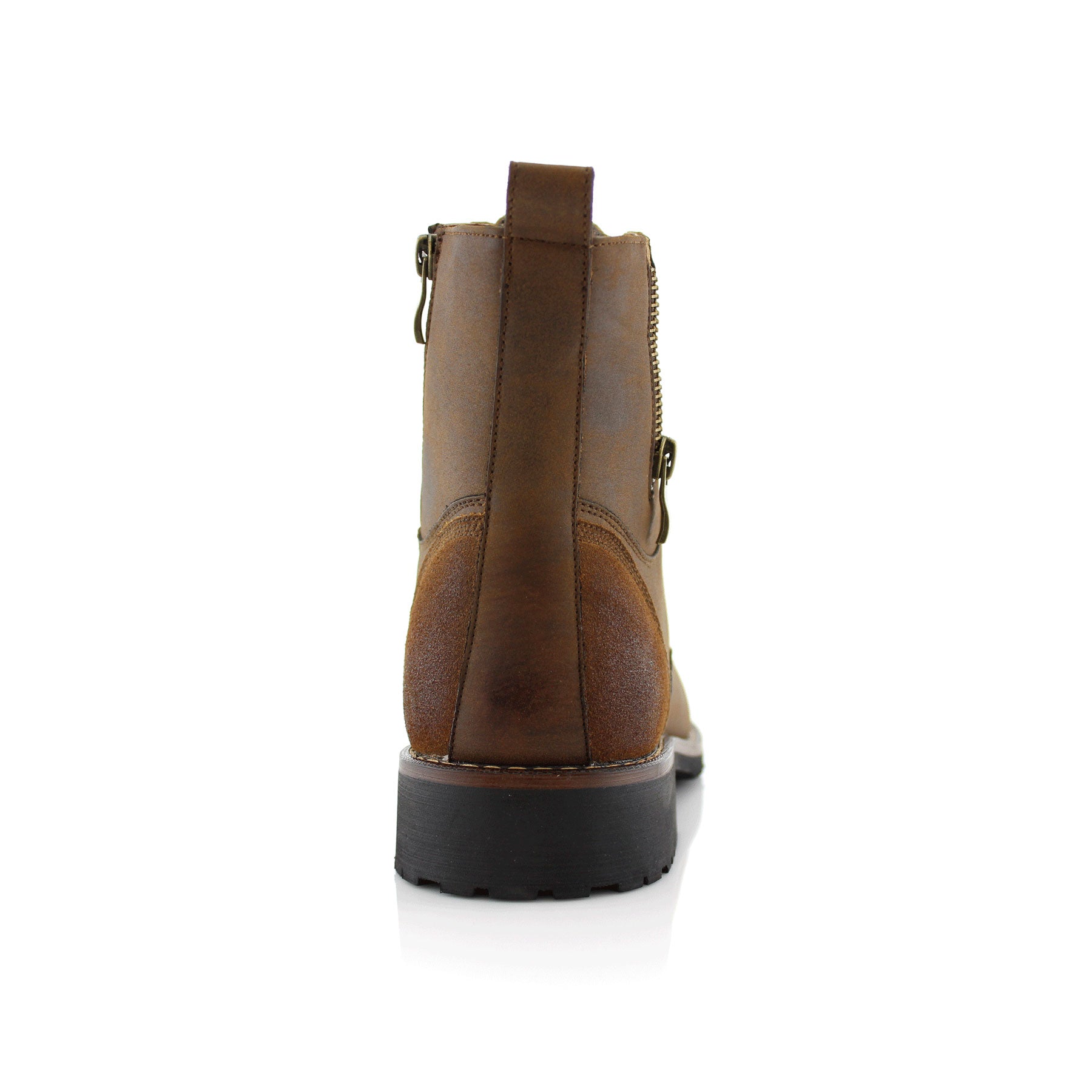 Duo-Textured Cap-Toe Boots | Reid by Ferro Aldo | Conal Footwear | Back Angle View