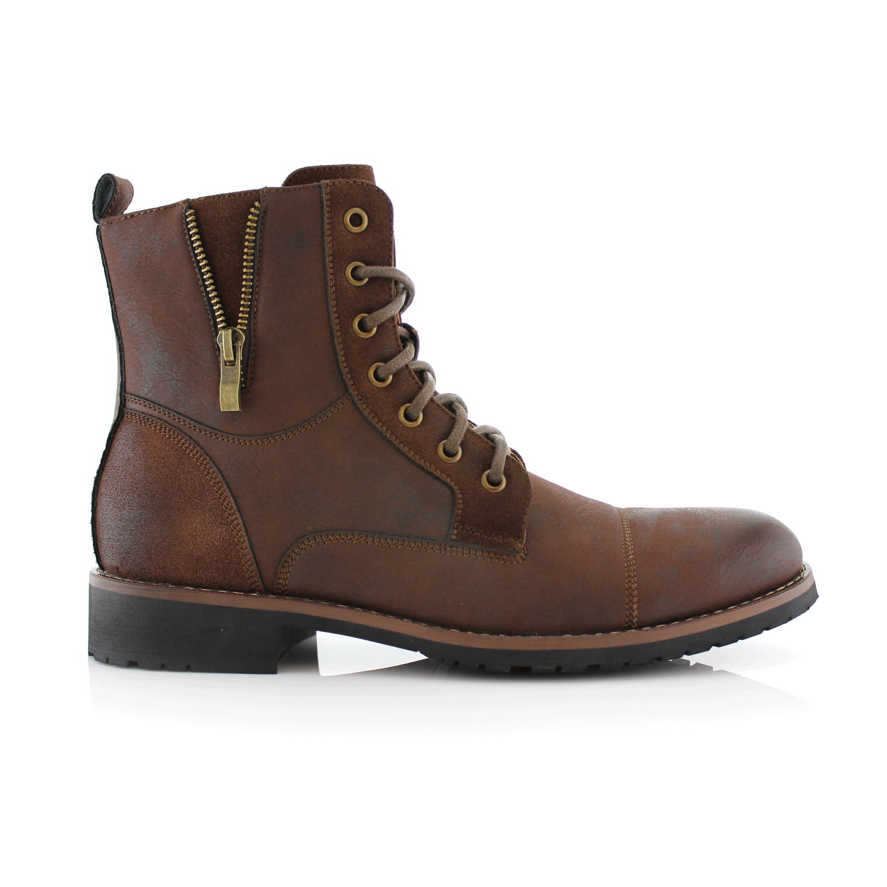 Duo-Textured Cap-Toe Boots | Reid by Ferro Aldo | Conal Footwear | Outer Side Angle View