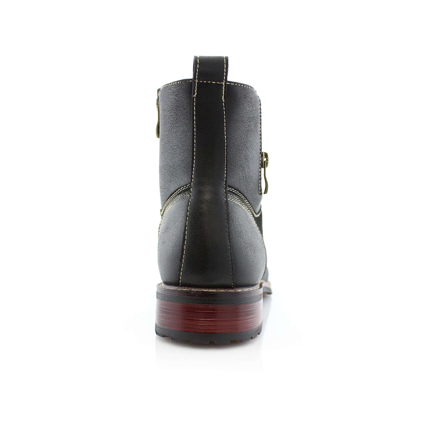 Duo-Textured Zipper Closure Combat Boots | Andy by Ferro Aldo | Conal Footwear | Back Angle View