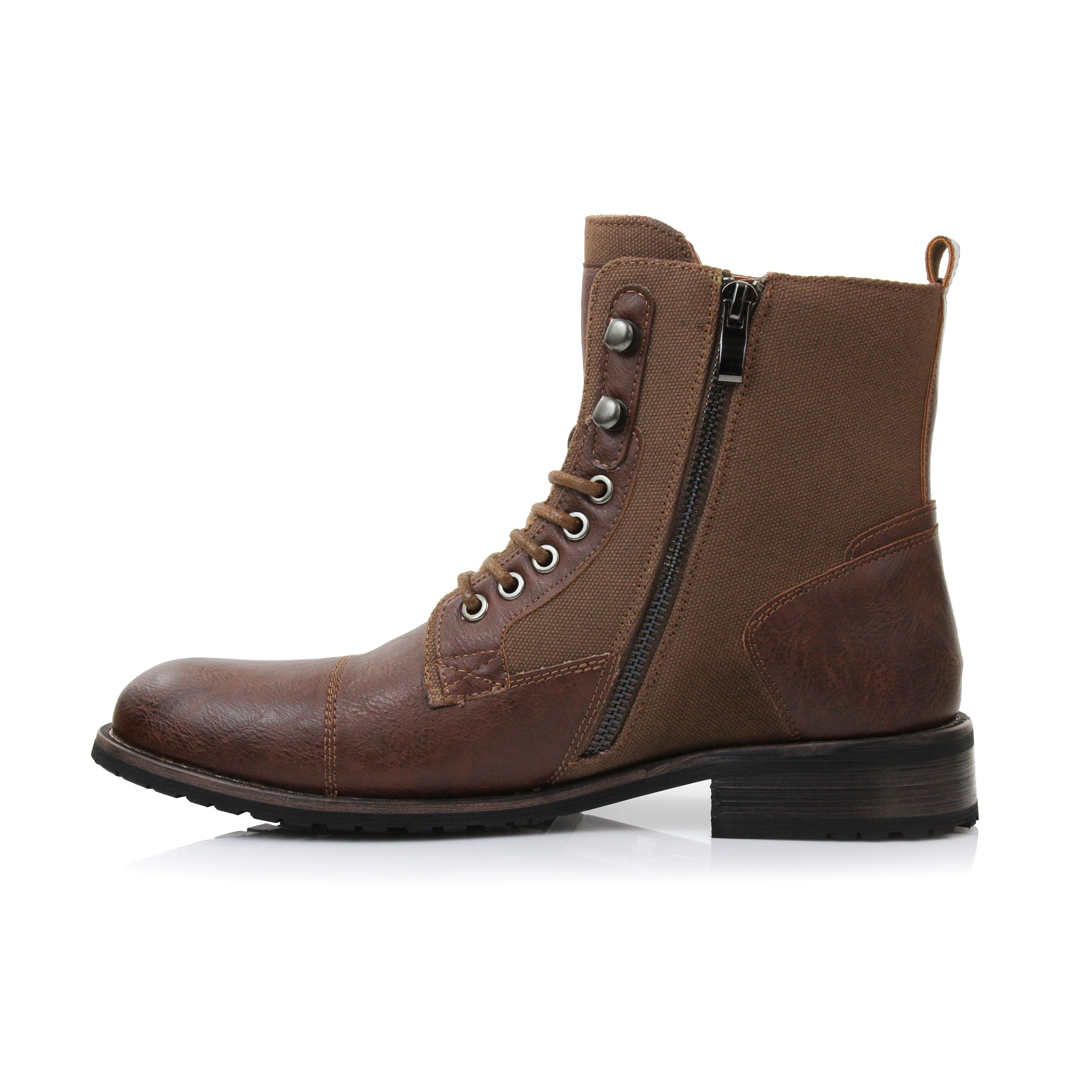 Duo-Textured Combat Boots | Mitch by Polar Fox | Conal Footwear | Inner Side Angle View