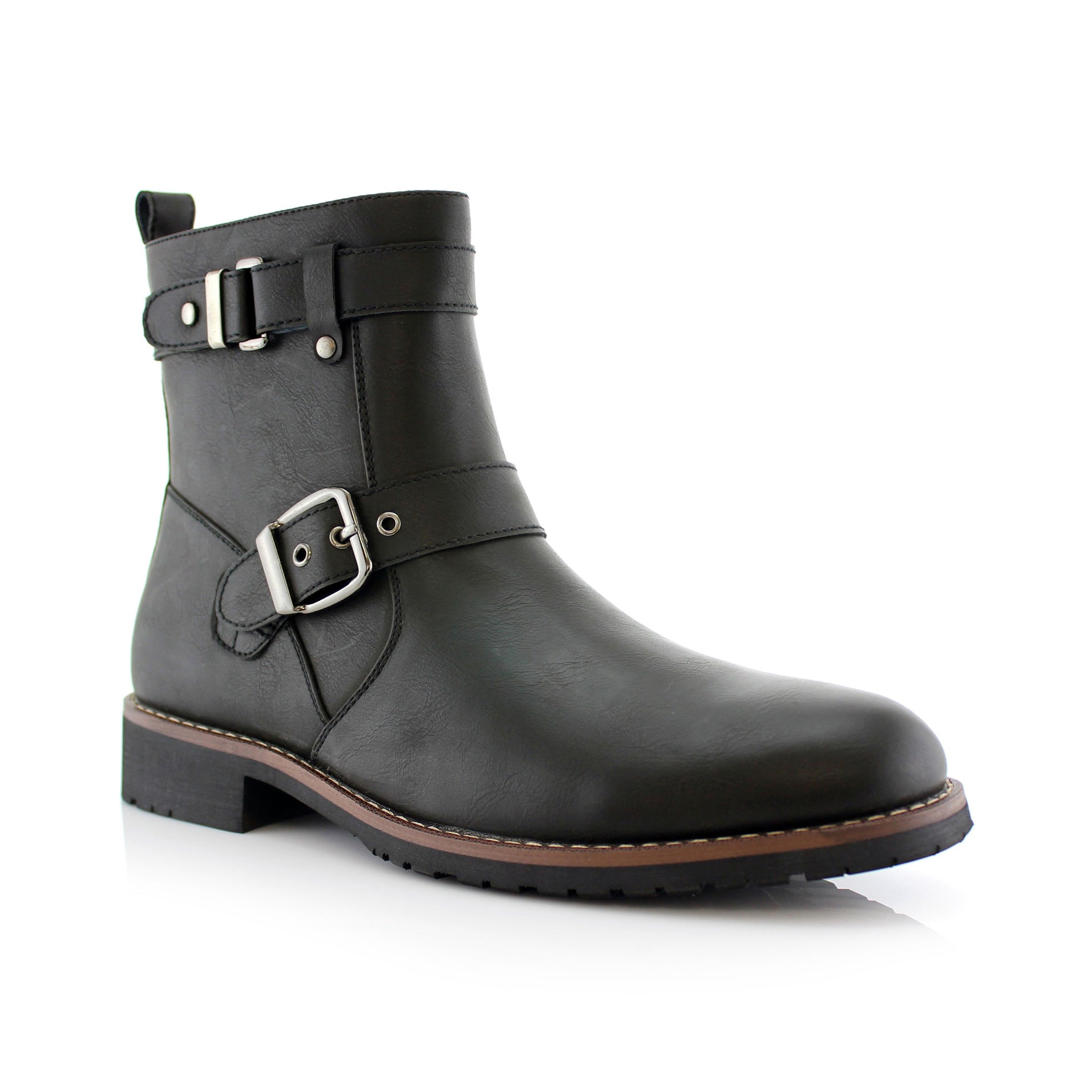Polar Fox Men's Engineer Motorcycle Style Ankle Boots | Wyatt in Black