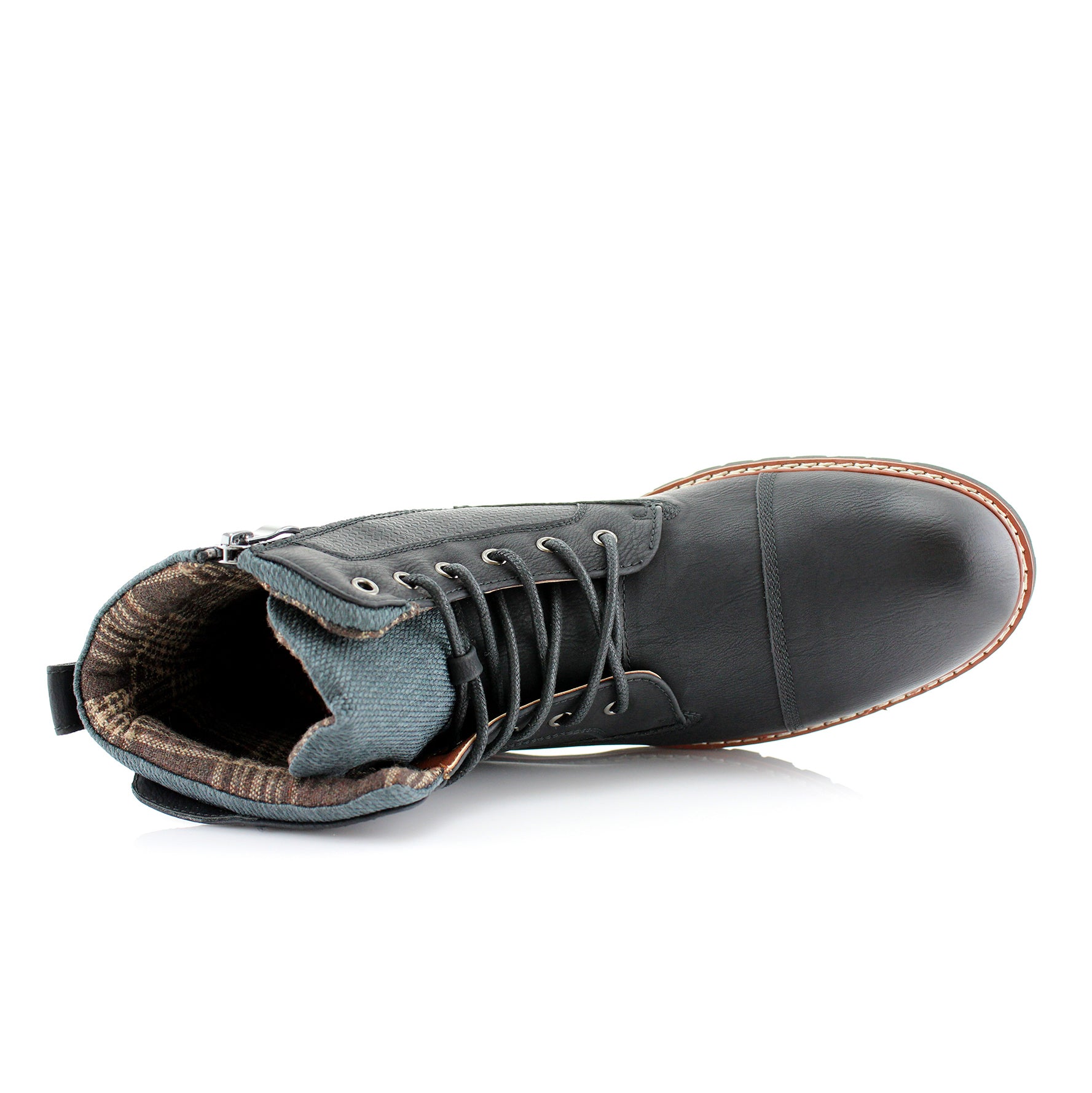 Textured Upper Combat Boots | Mcconnell by Polar Fox | Conal Footwear | Top-Down Angle View