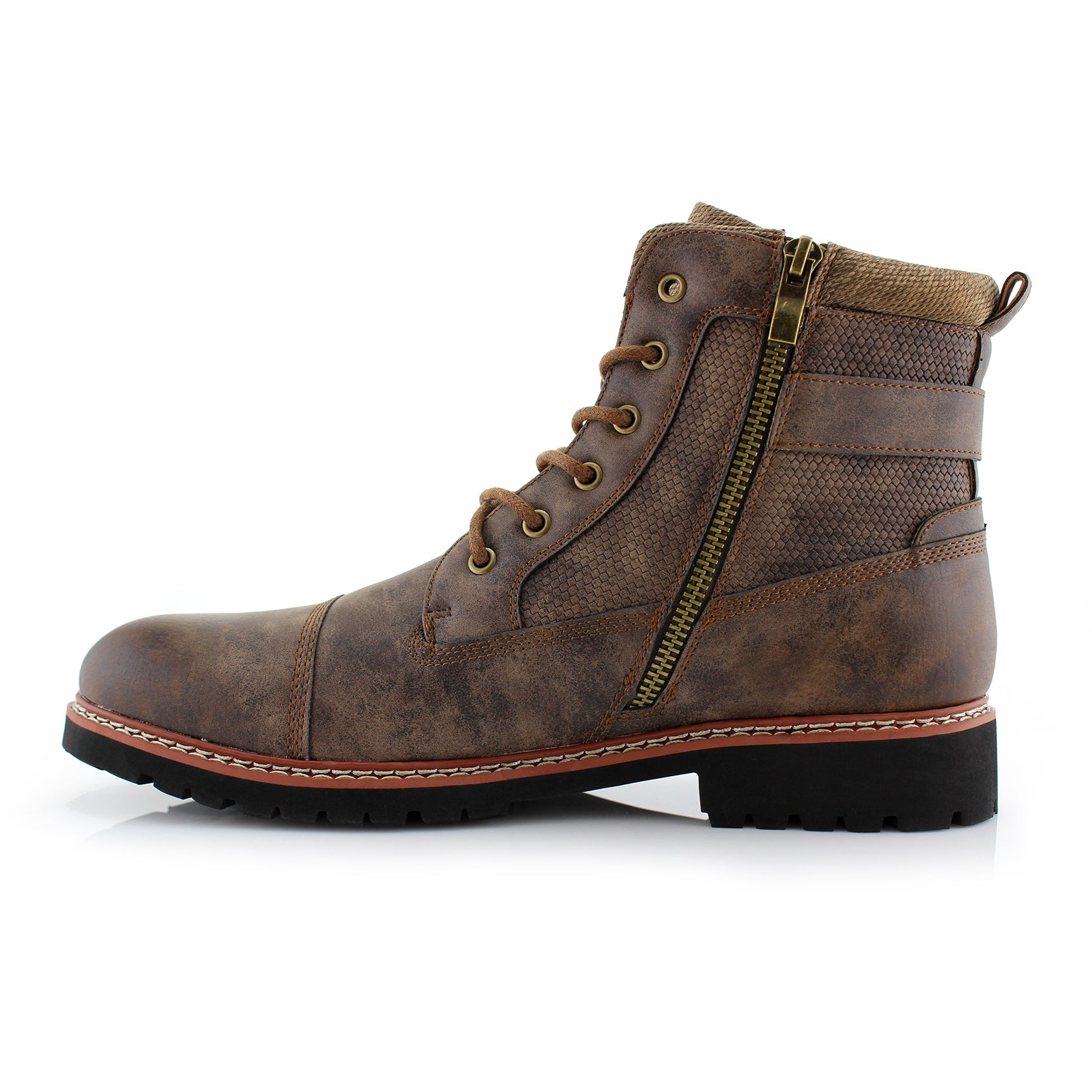 Textured Upper Combat Boots | Mcconnell by Polar Fox | Conal Footwear | Inner Side Angle View