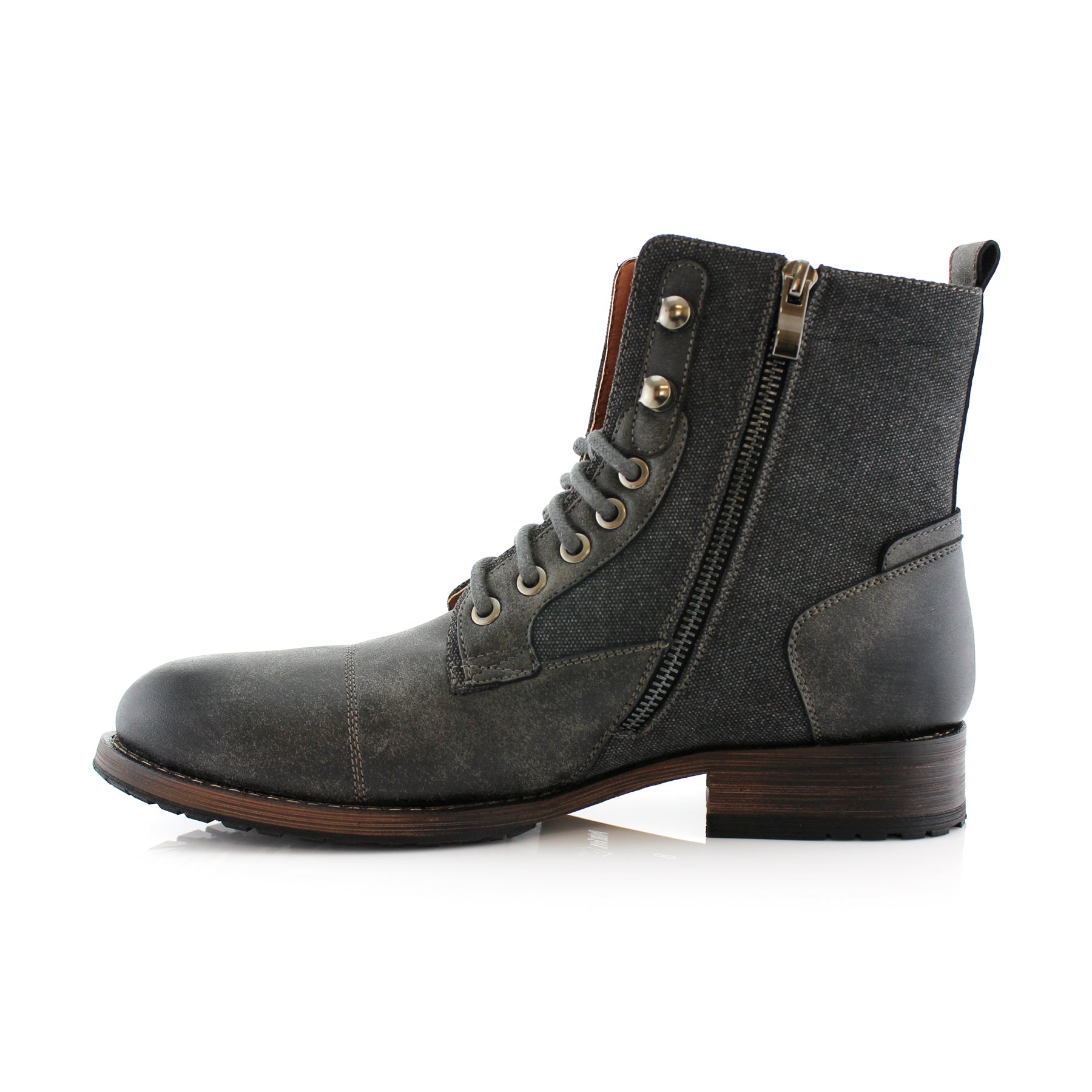 Duo-Textured Combat Boots | Mitch by Polar Fox | Conal Footwear | Inner Side Angle View