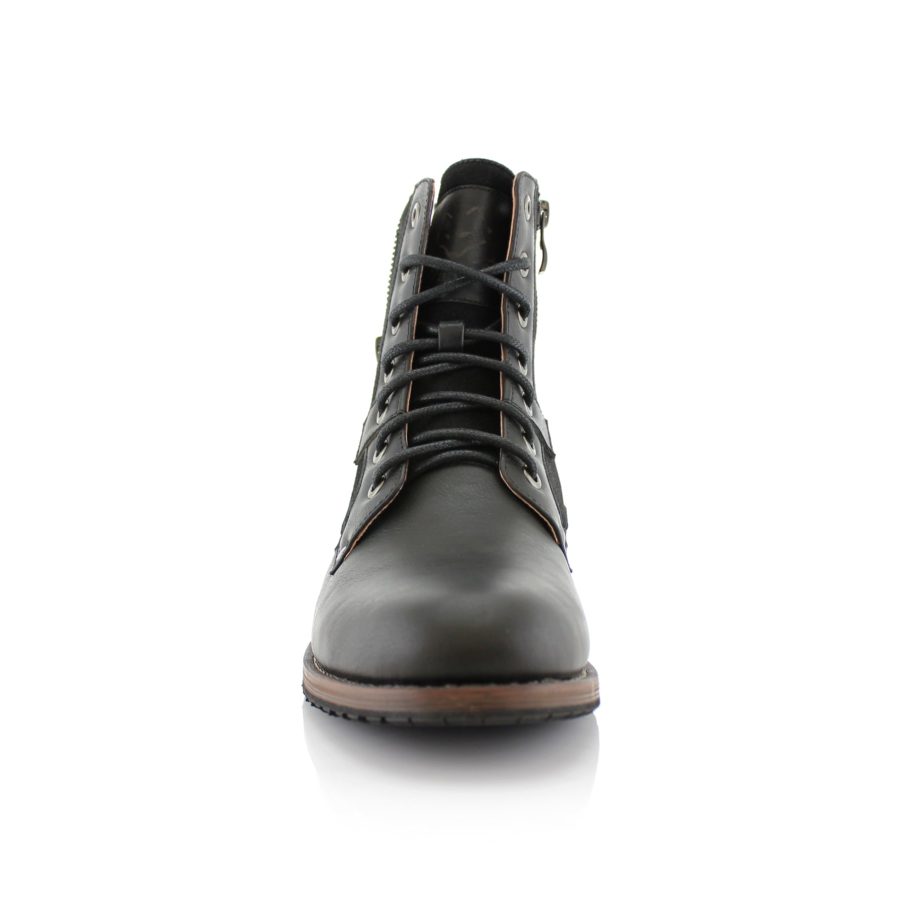Duo-Textured Zippered Combat Boots | Jalen by Polar Fox | Conal Footwear | Front Angle View