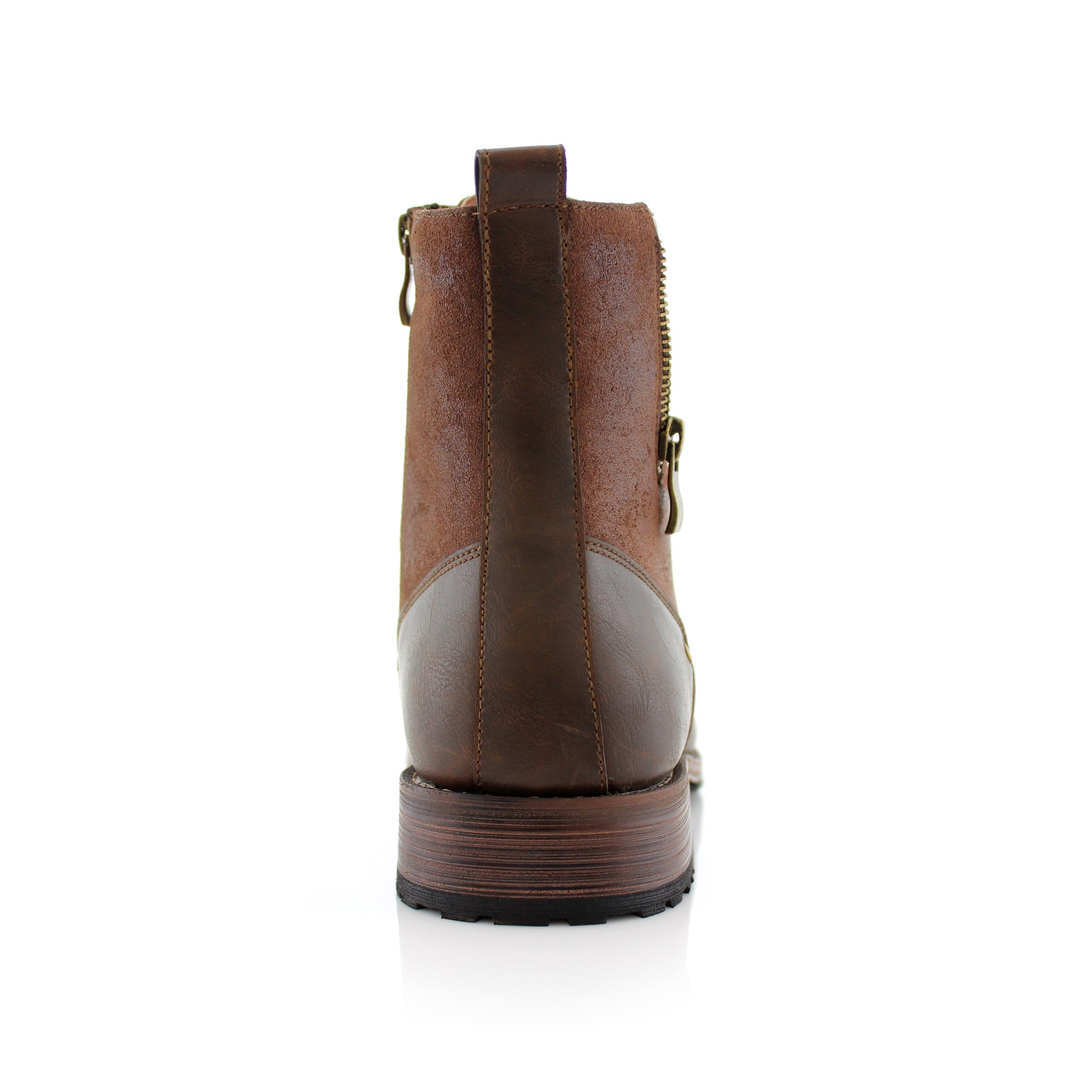 Duo-Textured Zippered Combat Boots | Jalen by Polar Fox | Conal Footwear | Back Angle View