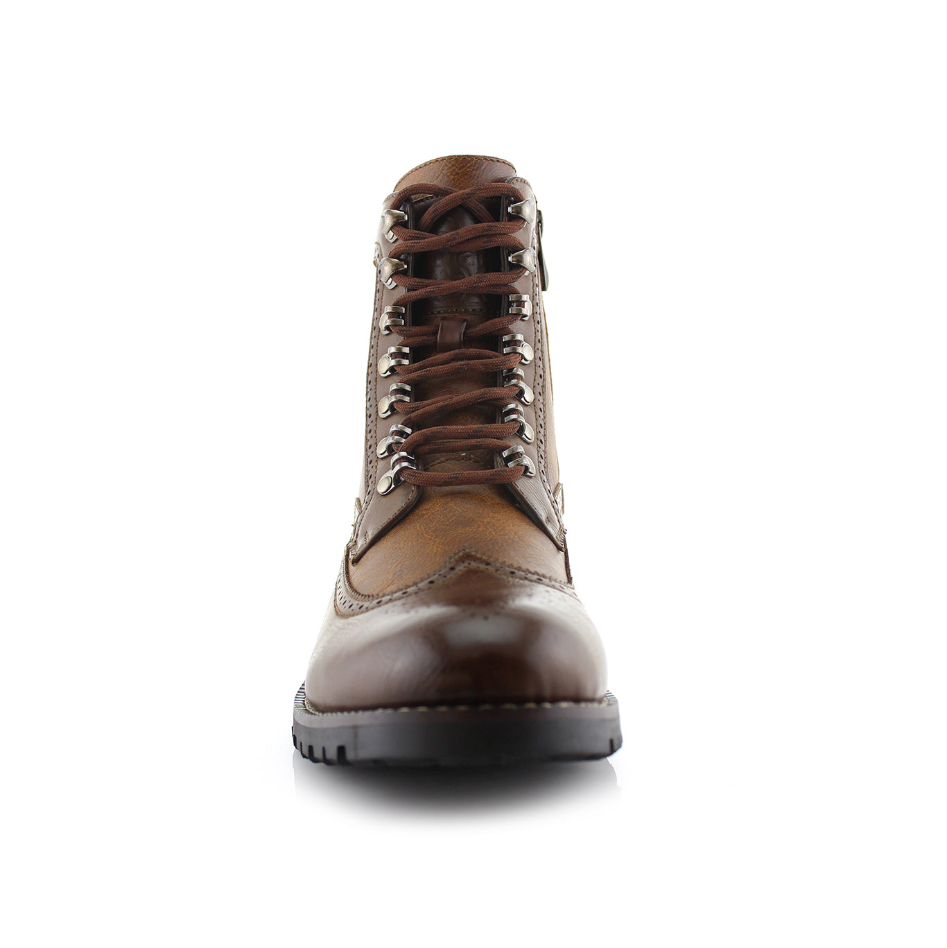 Embossed Wingtip Brogue Boots | Cohen by Polar Fox | Conal Footwear | Front Angle View