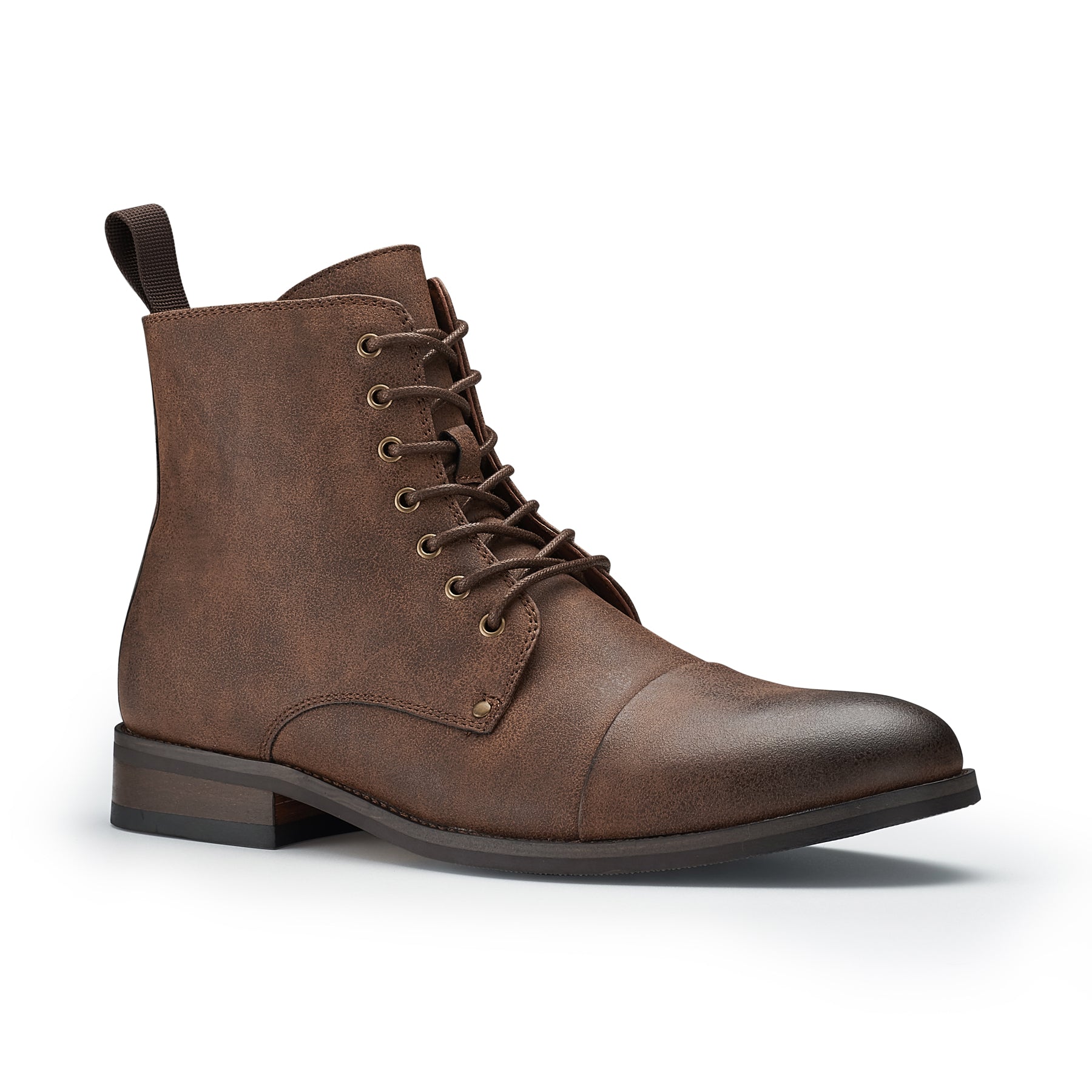 Polar Fox Men's Stylish Cap-Toe Ankle Boot | Prince in Maple Brown