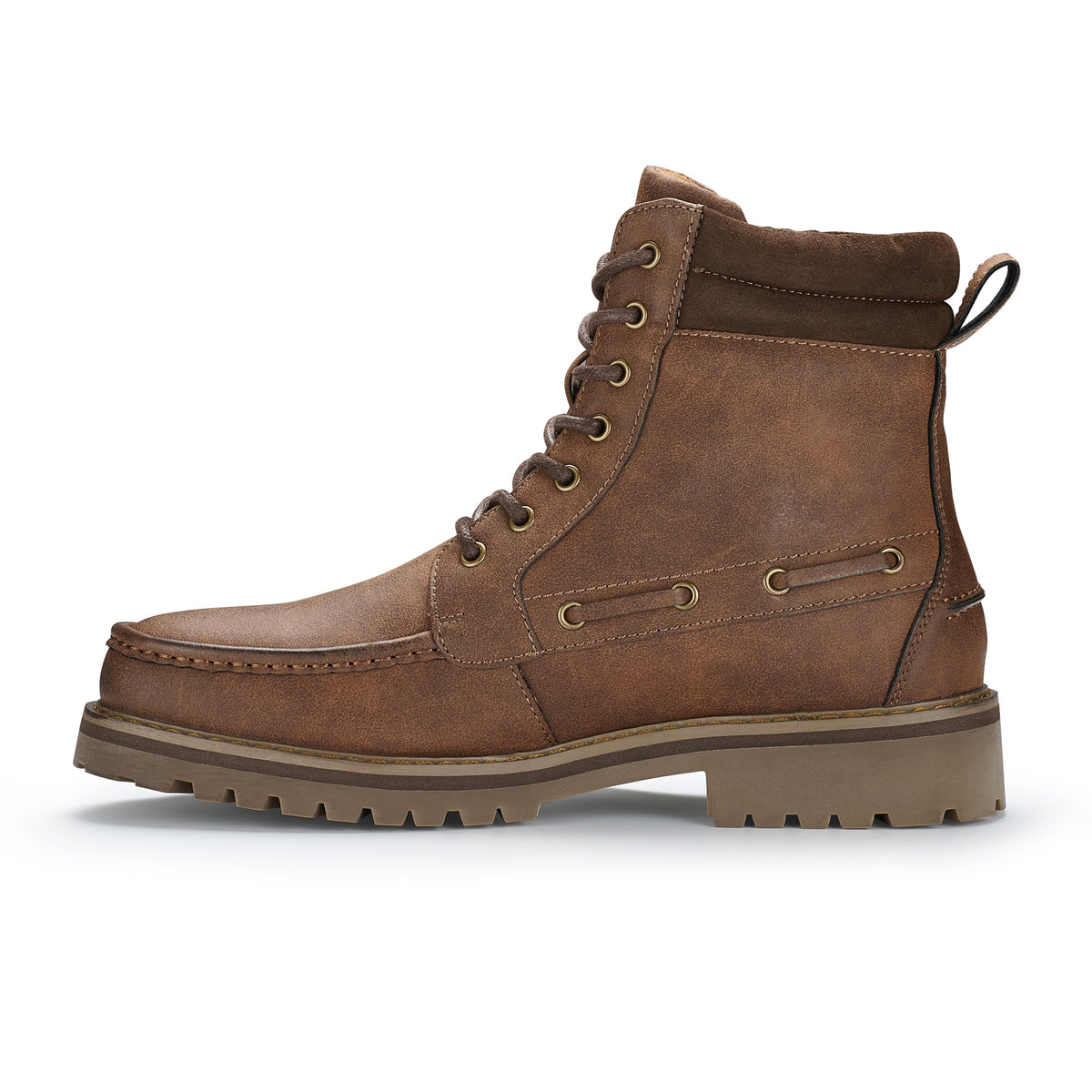 Men's Moc Toe Lace-Up Boots | Trek by Polar Fox | Conal Footwear | Inner Side Angle View