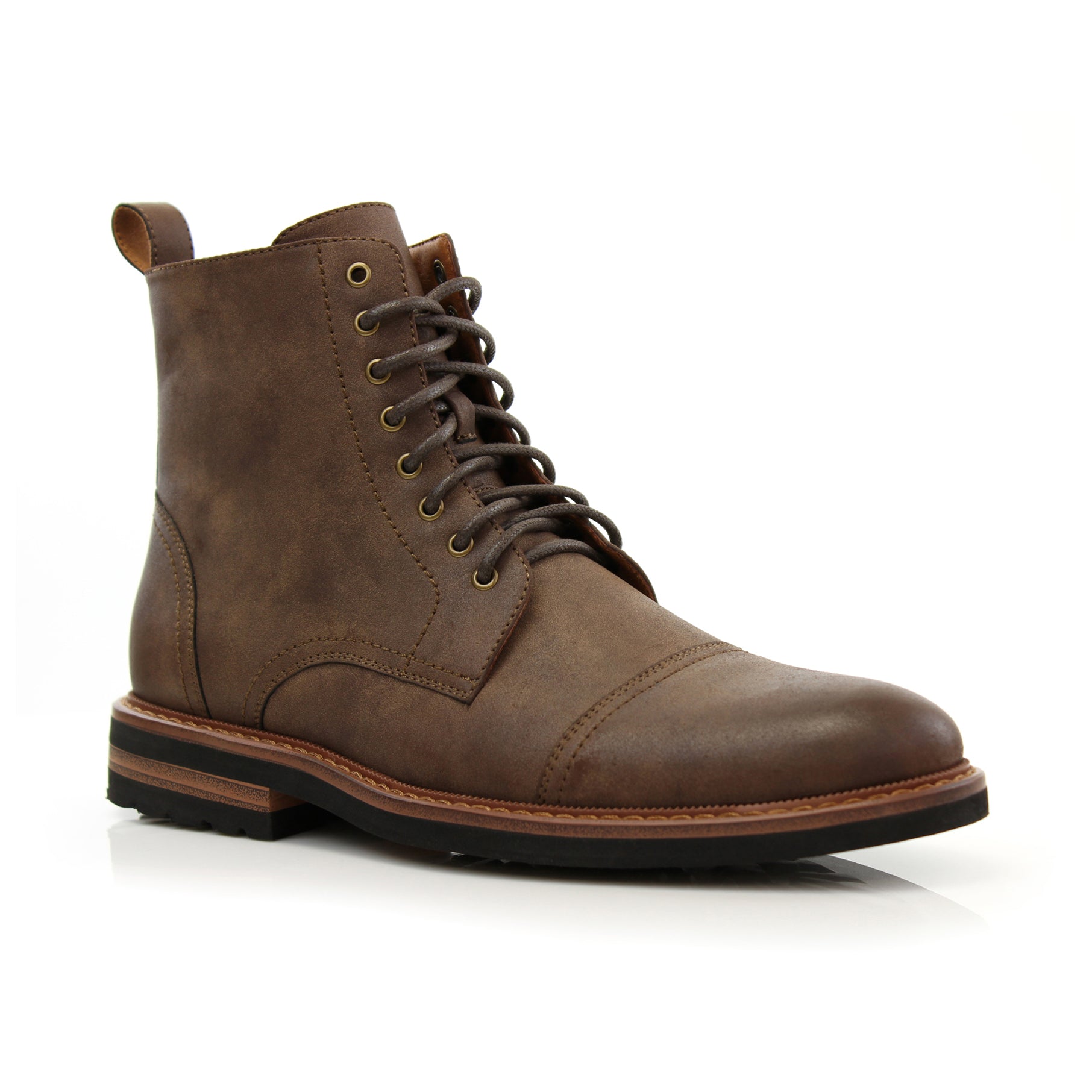 powa　marvelets leather far Polar Fox Men's Cap-Toe Fashion Boot | Wright in Mocha Brown