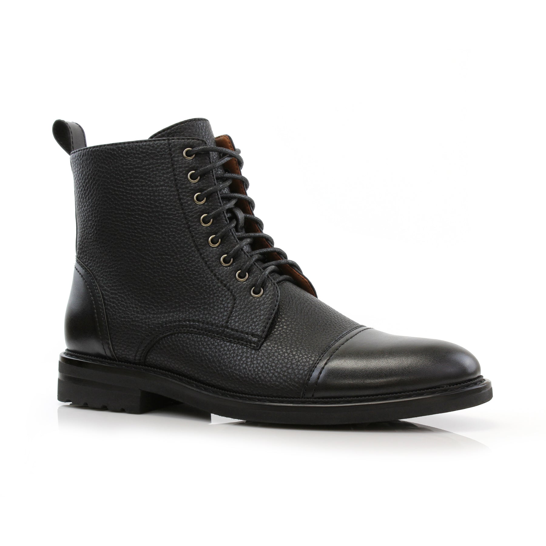 Grained Faux Leather High-Top Derby Boots | Wright by Polar Fox | Conal Footwear | Main Angle View