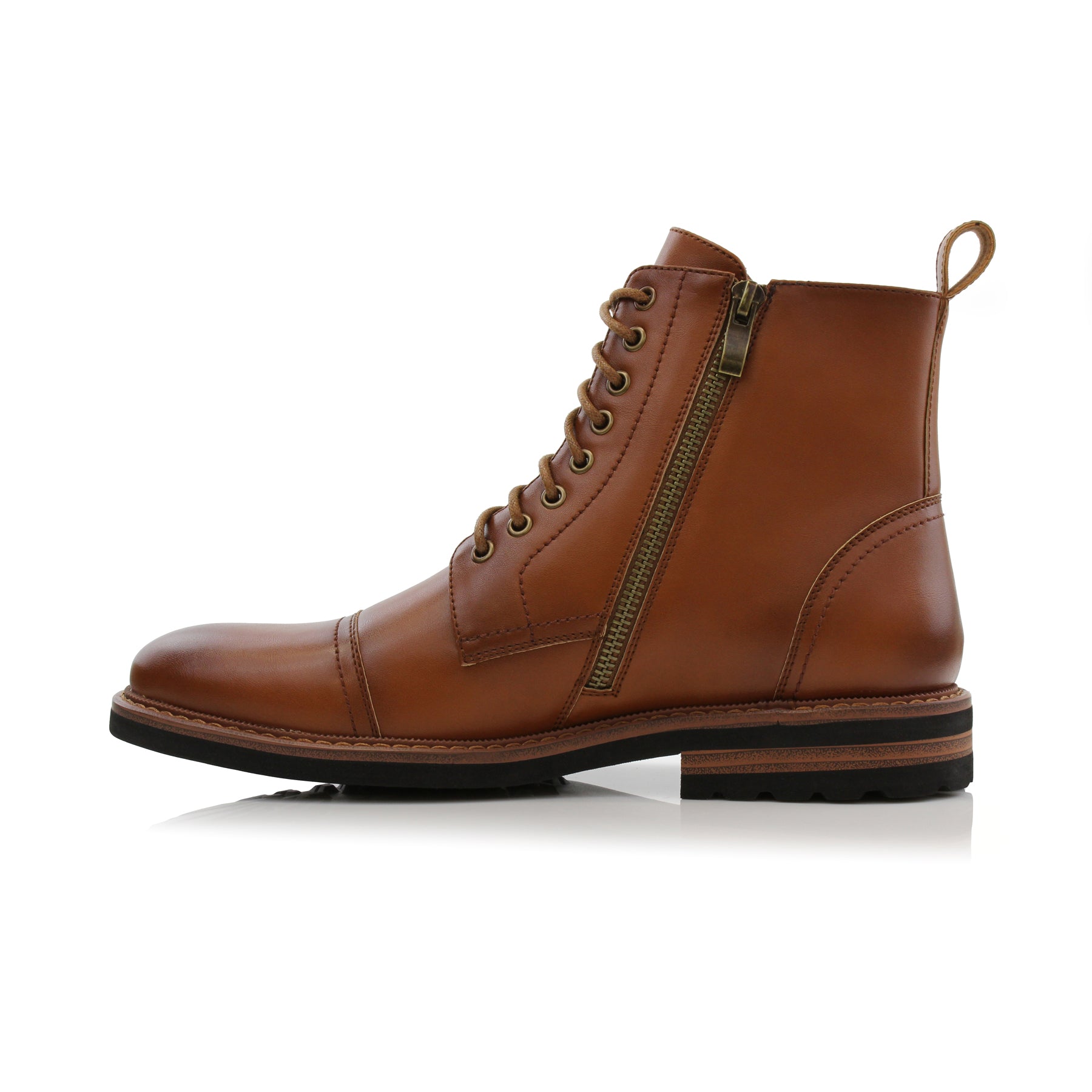Faux Leather High-Top Derby Boots | Wright by Polar Fox | Conal Footwear | Inner Side Angle View
