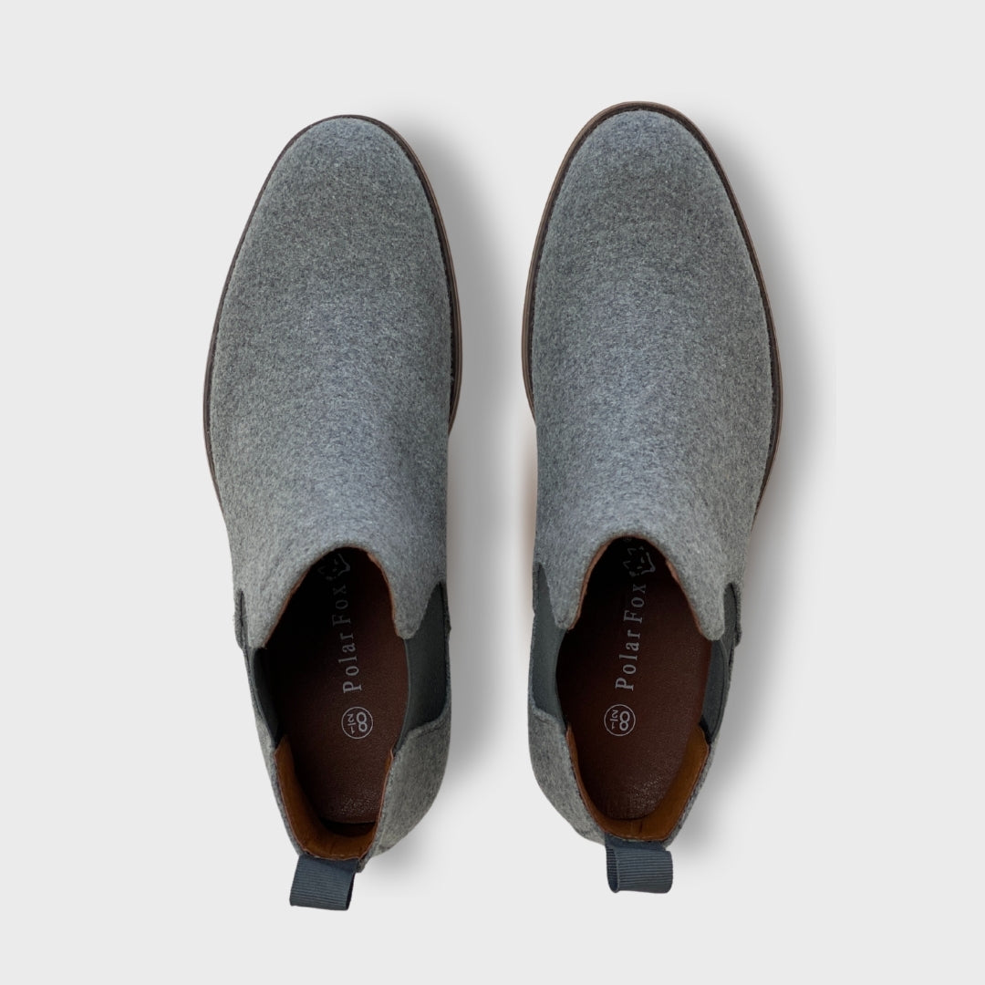 Woolen Chelsea Boots | Barrett by Polar Fox | Conal Footwear | Top-Down Paired Angle View