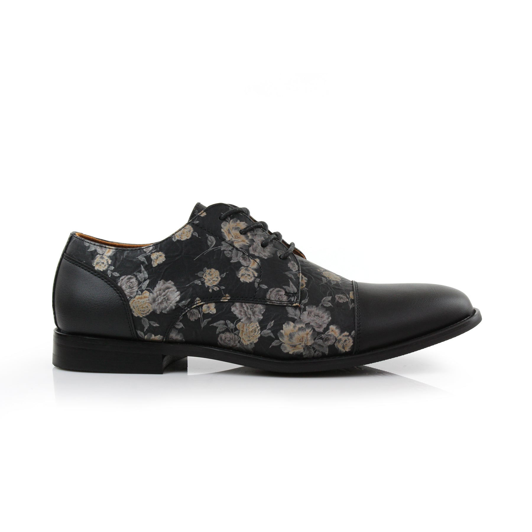 Floral Cap-Toe Derby Shoes | Berkley by Ferro Aldo | Conal Footwear | Outer Side Angle View