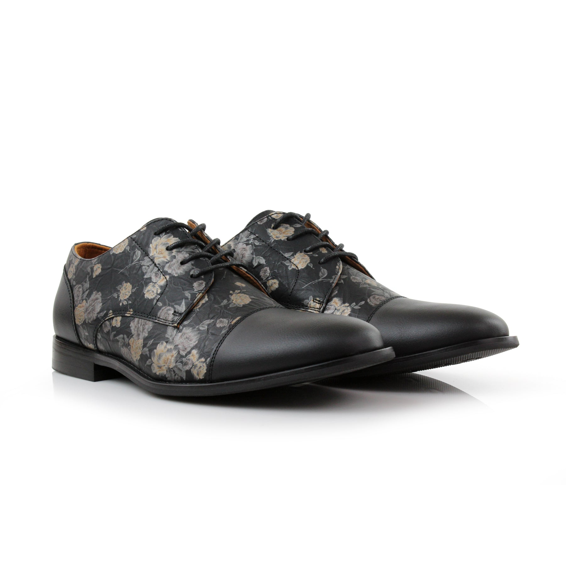 Floral Cap-Toe Derby Shoes | Berkley by Ferro Aldo | Conal Footwear | Paired Angle View