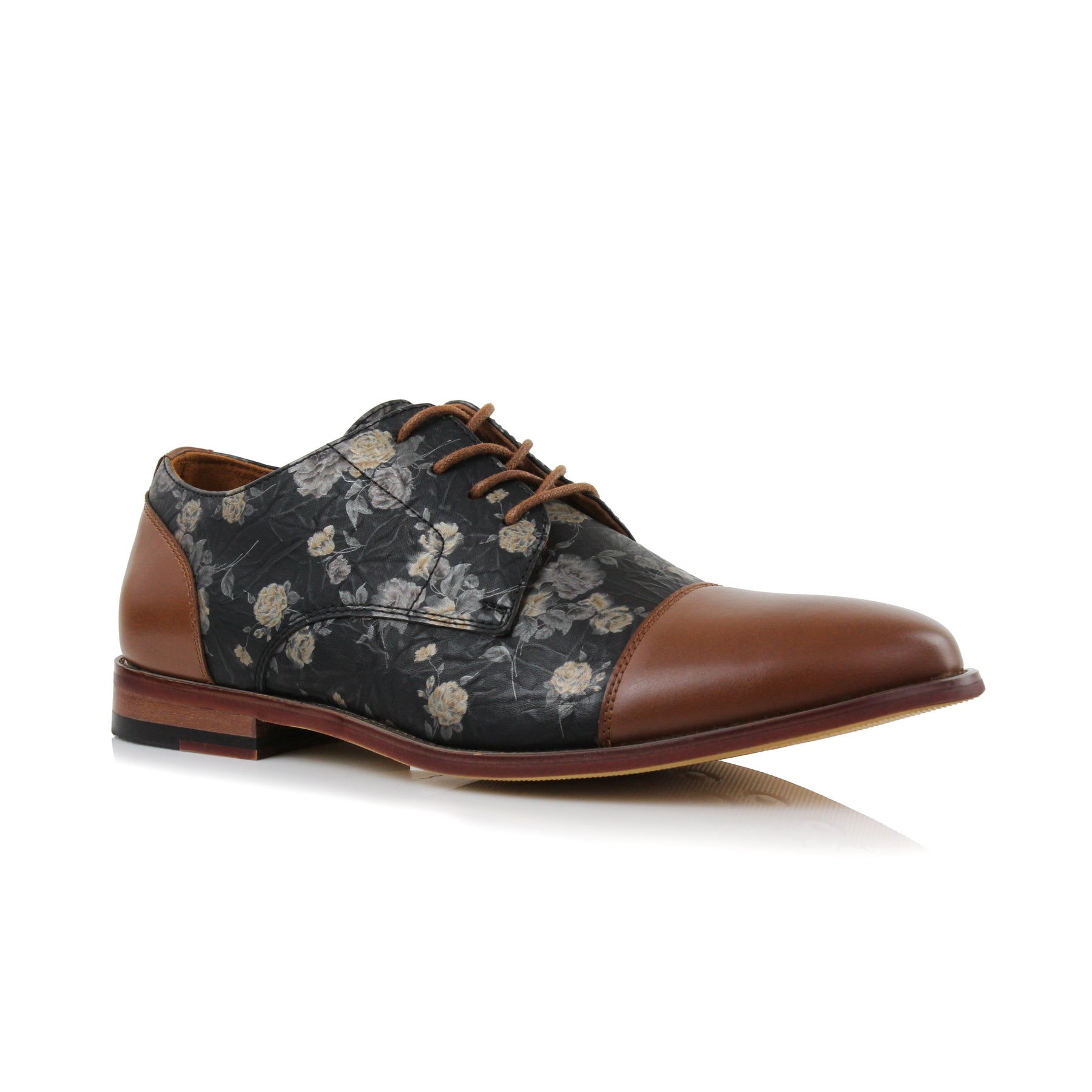 Floral Cap-Toe Derby Shoes | Berkley by Ferro Aldo | Conal Footwear | Main Angle View