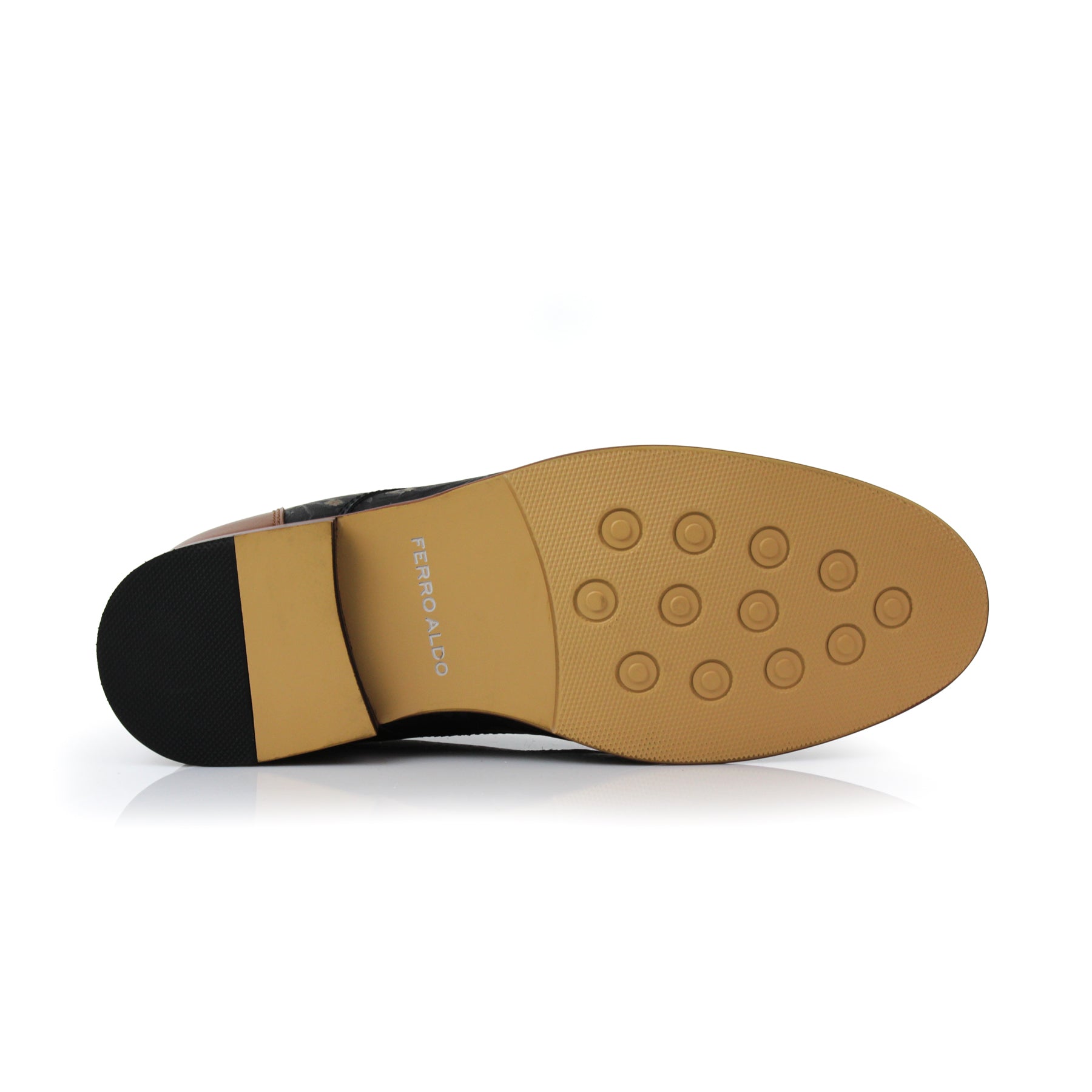 Floral Cap-Toe Derby Shoes | Berkley by Ferro Aldo | Conal Footwear | Bottom Sole Angle View