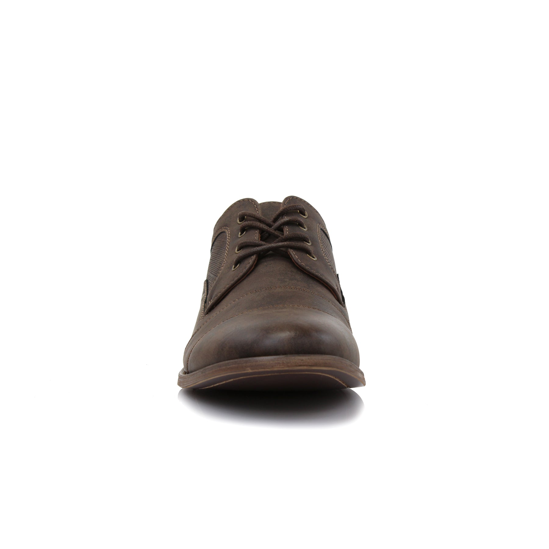 Duo-textured Cap-Toe Derby Shoes | Blake by Ferro Aldo | Conal Footwear | Front Angle View
