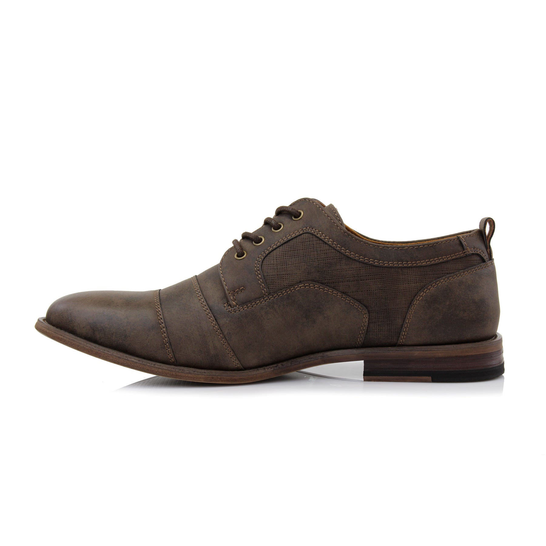 Duo-textured Cap-Toe Derby Shoes | Blake by Ferro Aldo | Conal Footwear | Inner Side Angle View