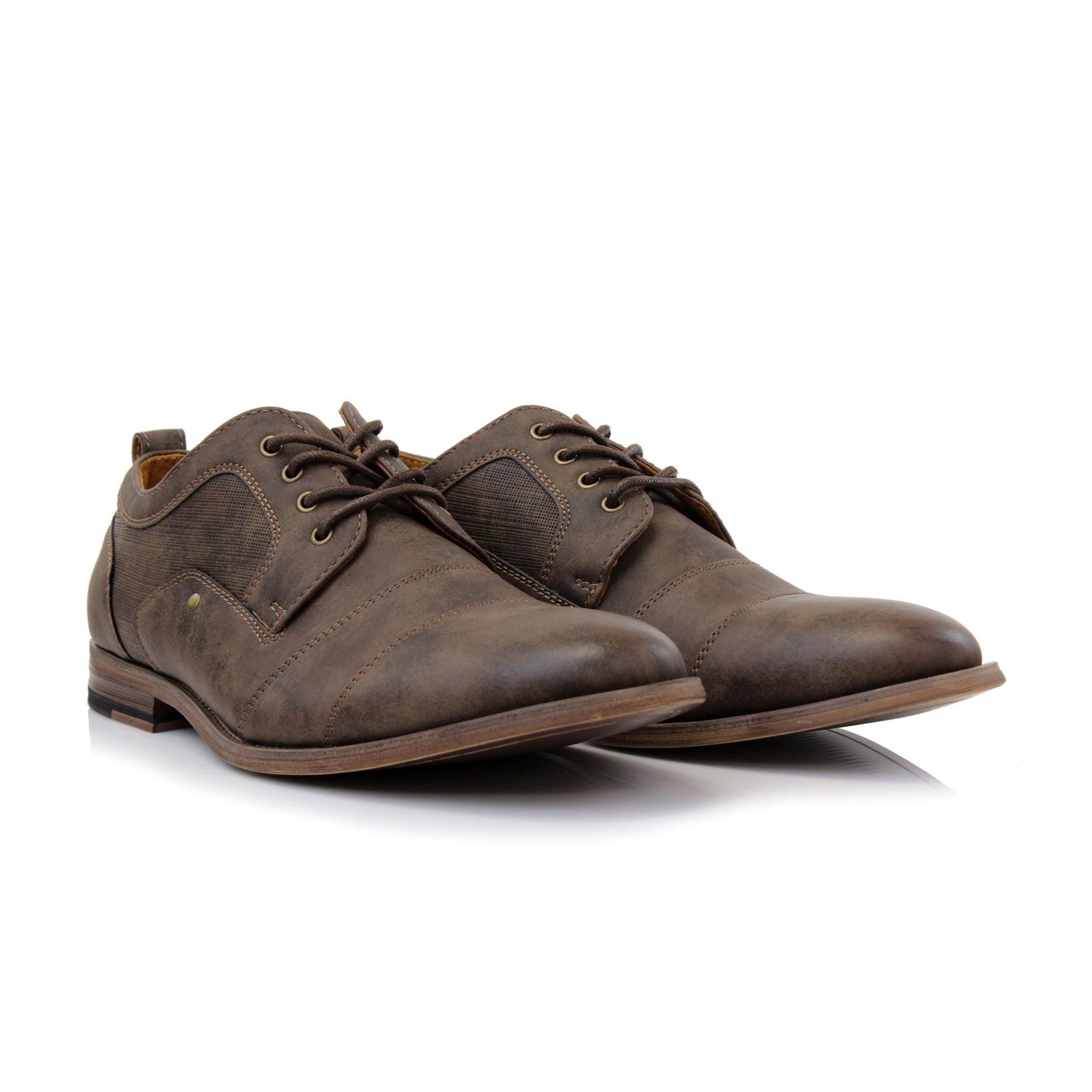 Duo-textured Cap-Toe Derby Shoes | Blake by Ferro Aldo | Conal Footwear | Paired Angle View