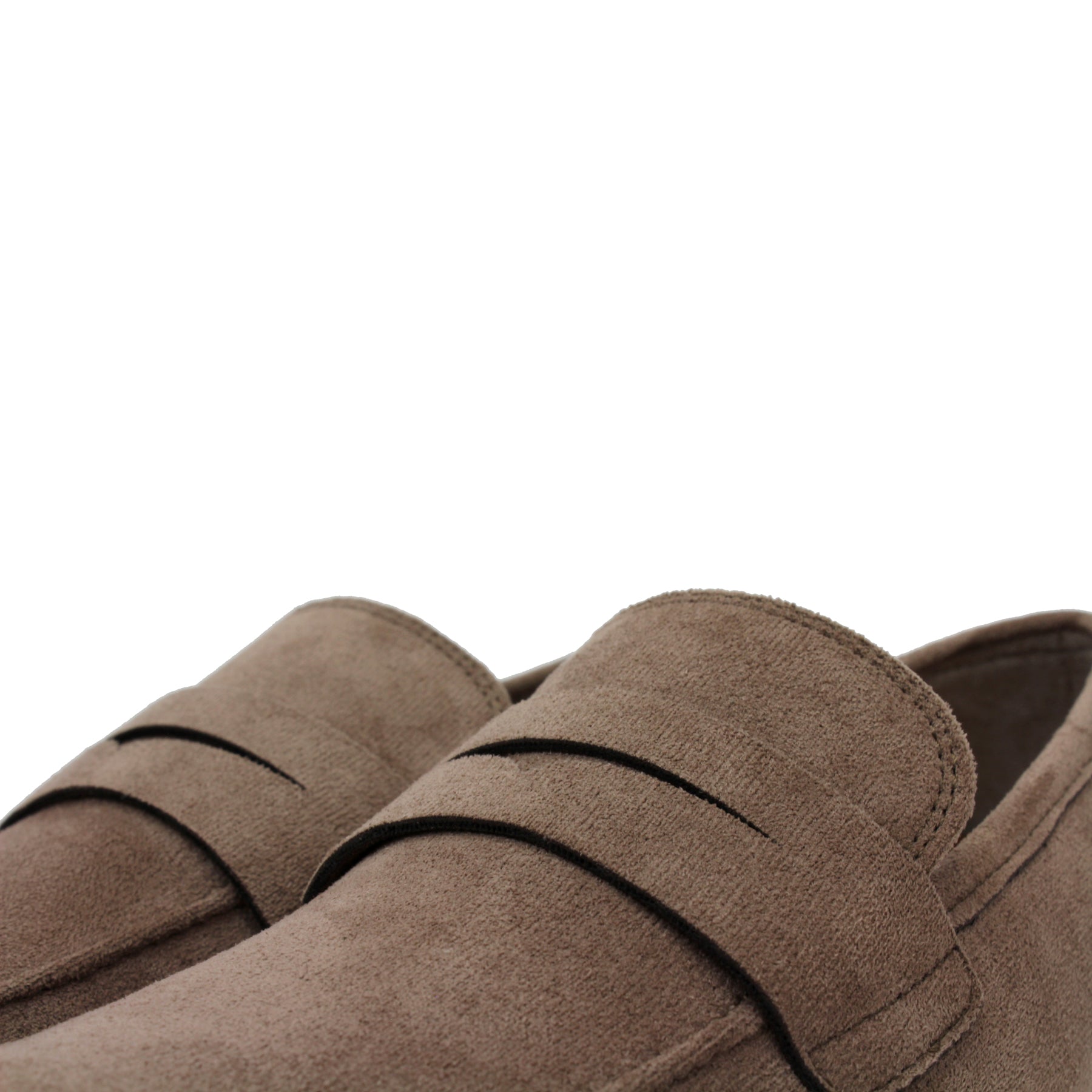 Suede Penny Loafers | Dylan by Ferro Aldo | Conal Footwear | Close Up Upper Angle View