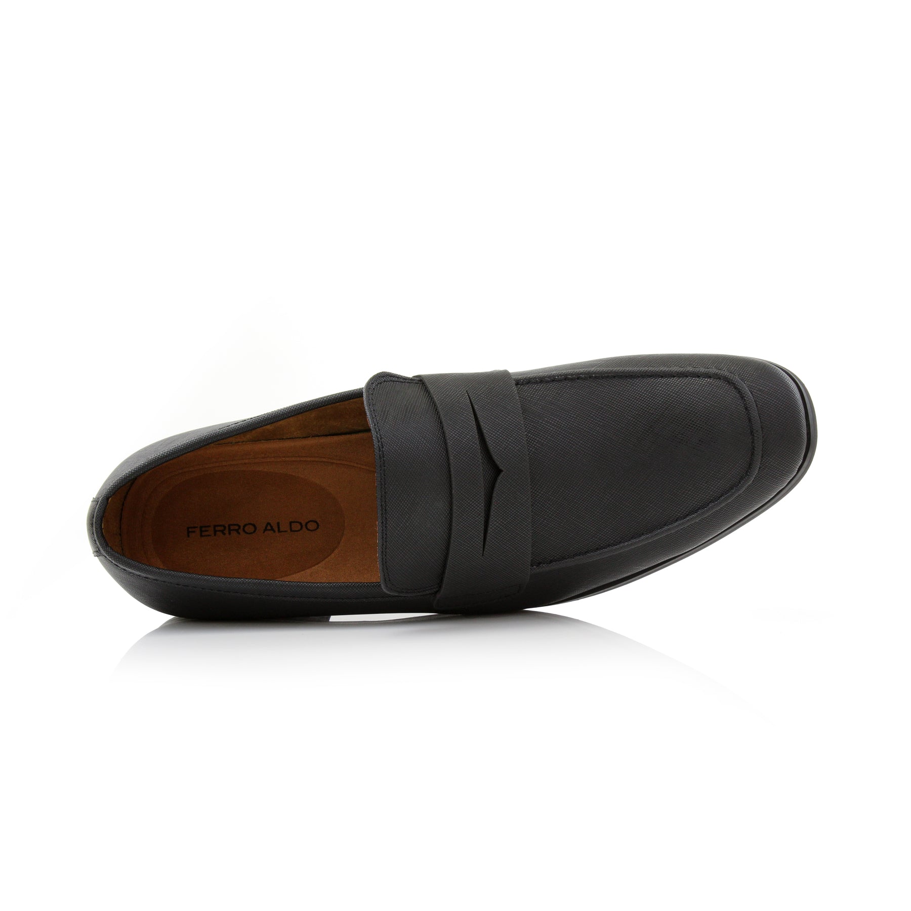Embossed Leather Penny Loafers | Dylan by Ferro Aldo | Conal Footwear | Top-Down Angle View