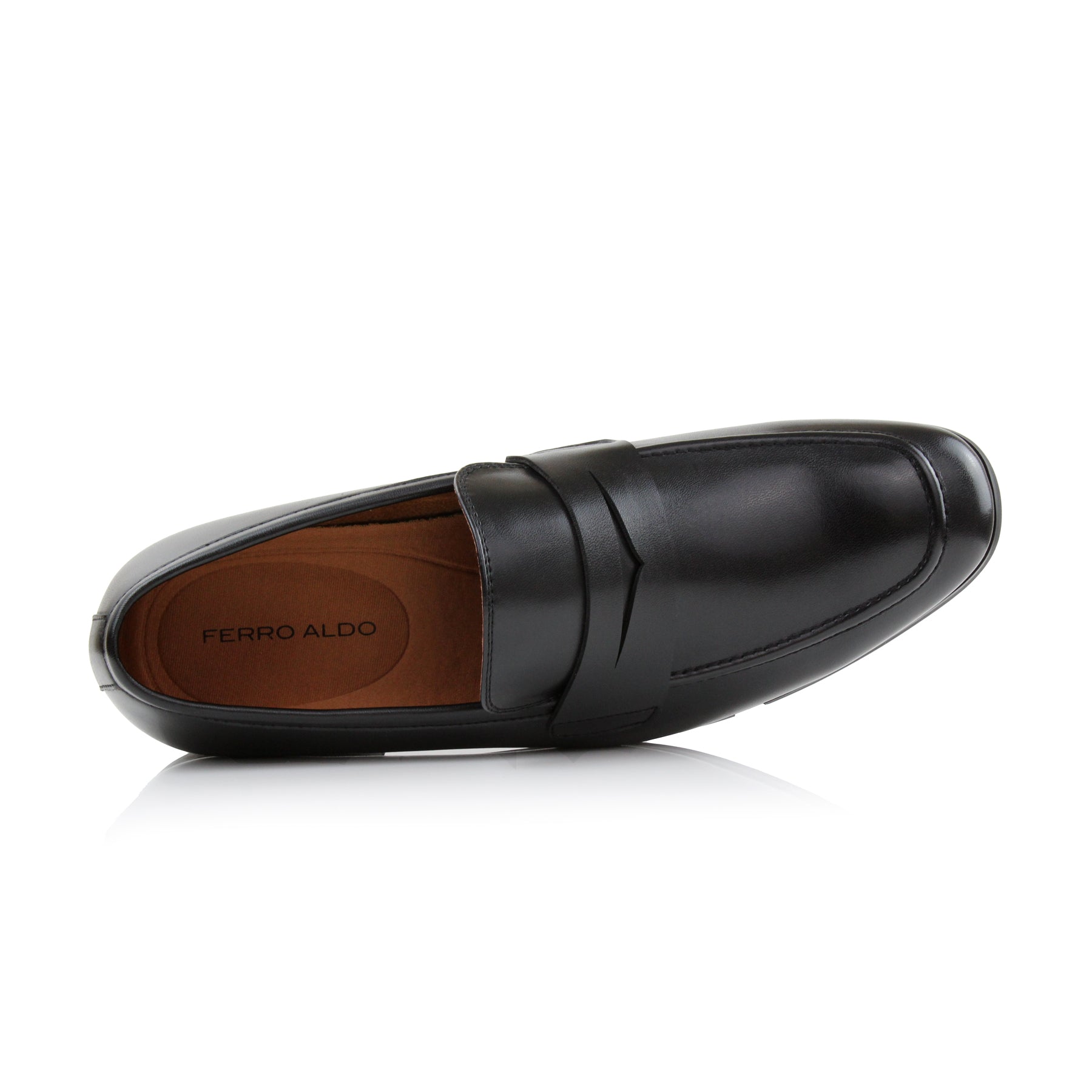 Faux Leather Penny Loafers | Dylan by Ferro Aldo | Conal Footwear | Top-Down Angle View
